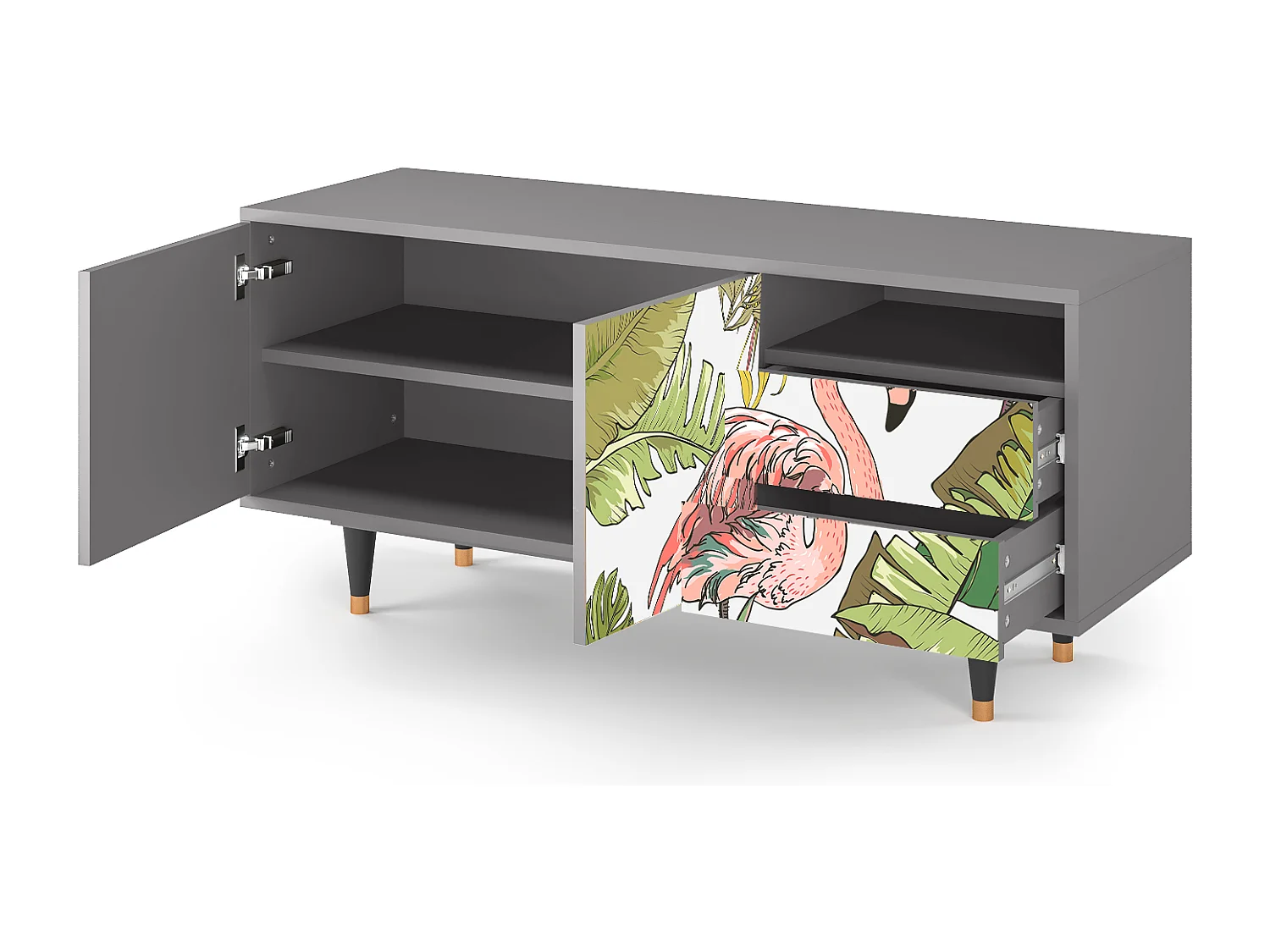 TV-Möbel - 125х56х41 cm - T7 - Sweet Flamingo, Grau