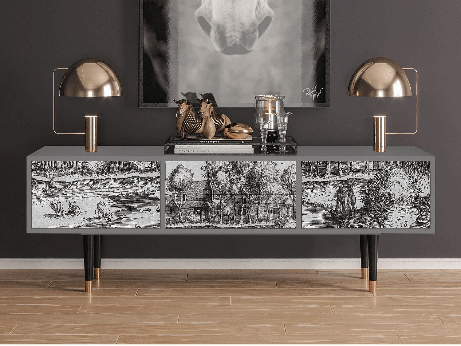 Szafka RTV - 170х59х48 cm - T4 - A Pond, Szary