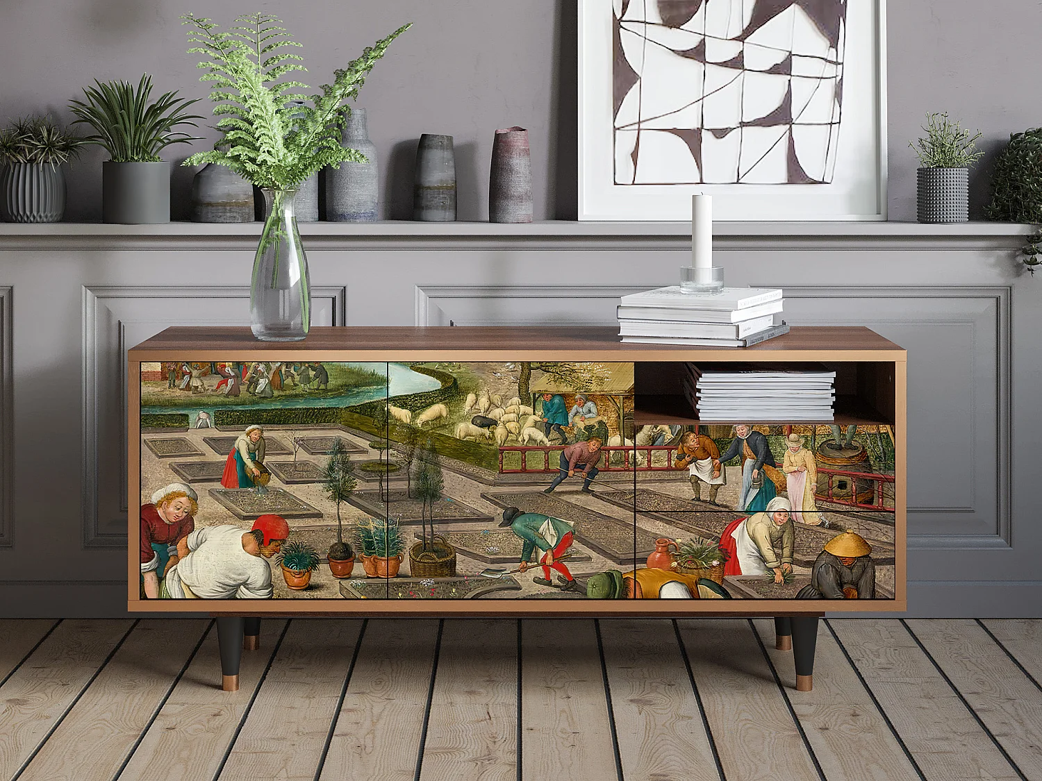 TV-Möbel - 125х56х41 cm - T7 - The Younger - Spring, Walnuss