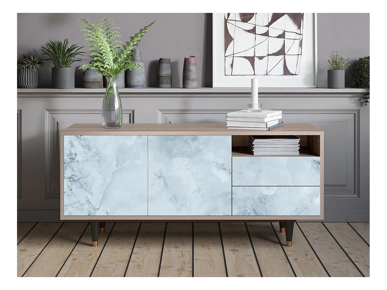 Meuble TV - 125х56х41 cm - T7 - Glacial Colour, Latte
