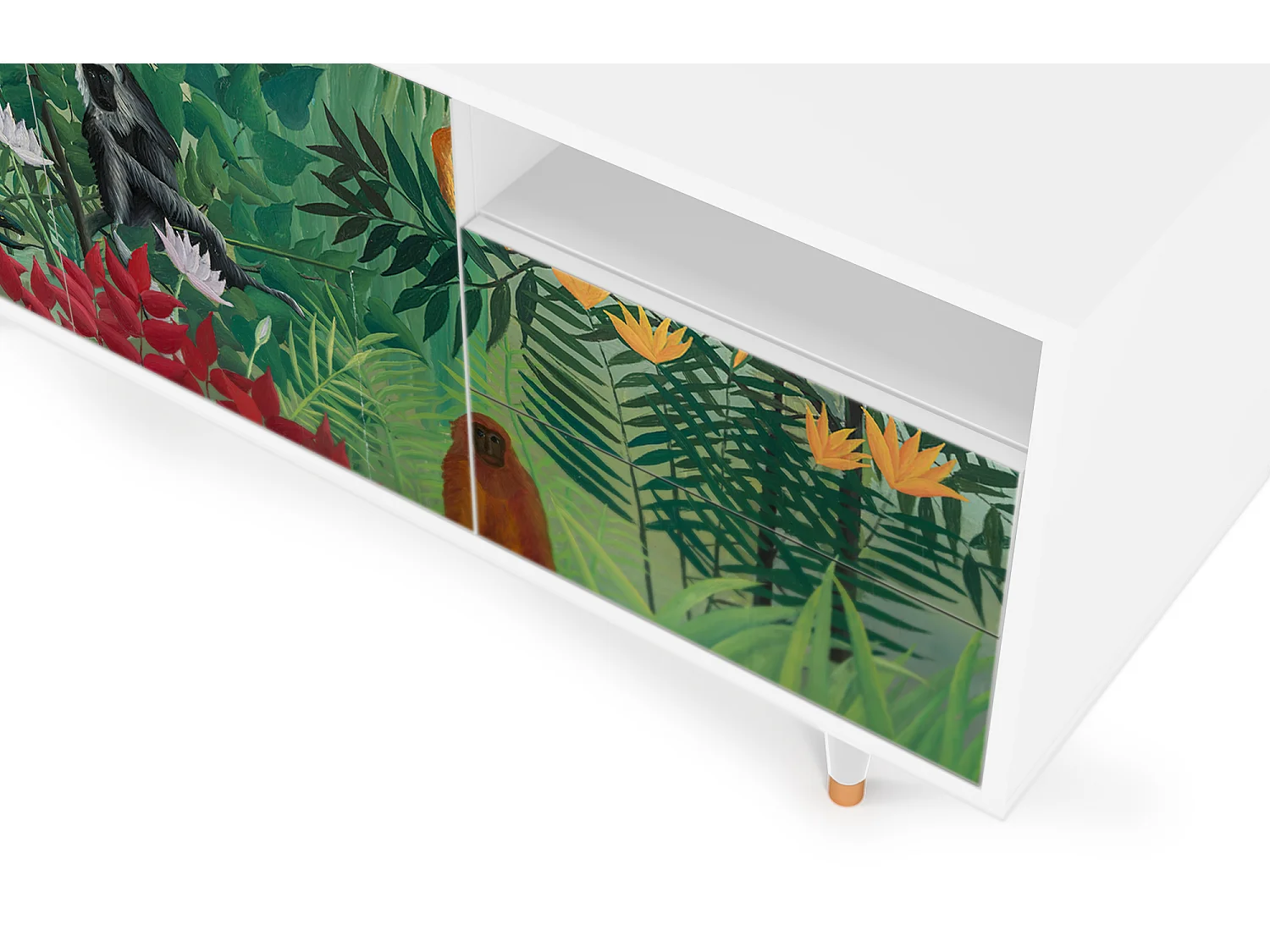 Mueble de TV - 125х56х41 cm - T7 - Jungles in Paris, Blanco