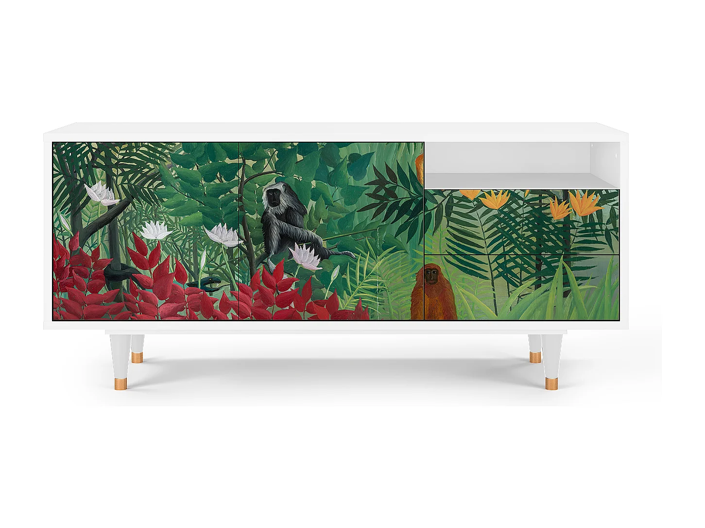 Meuble TV - 125х56х41 cm - T7 - Jungles in Paris, Blanc