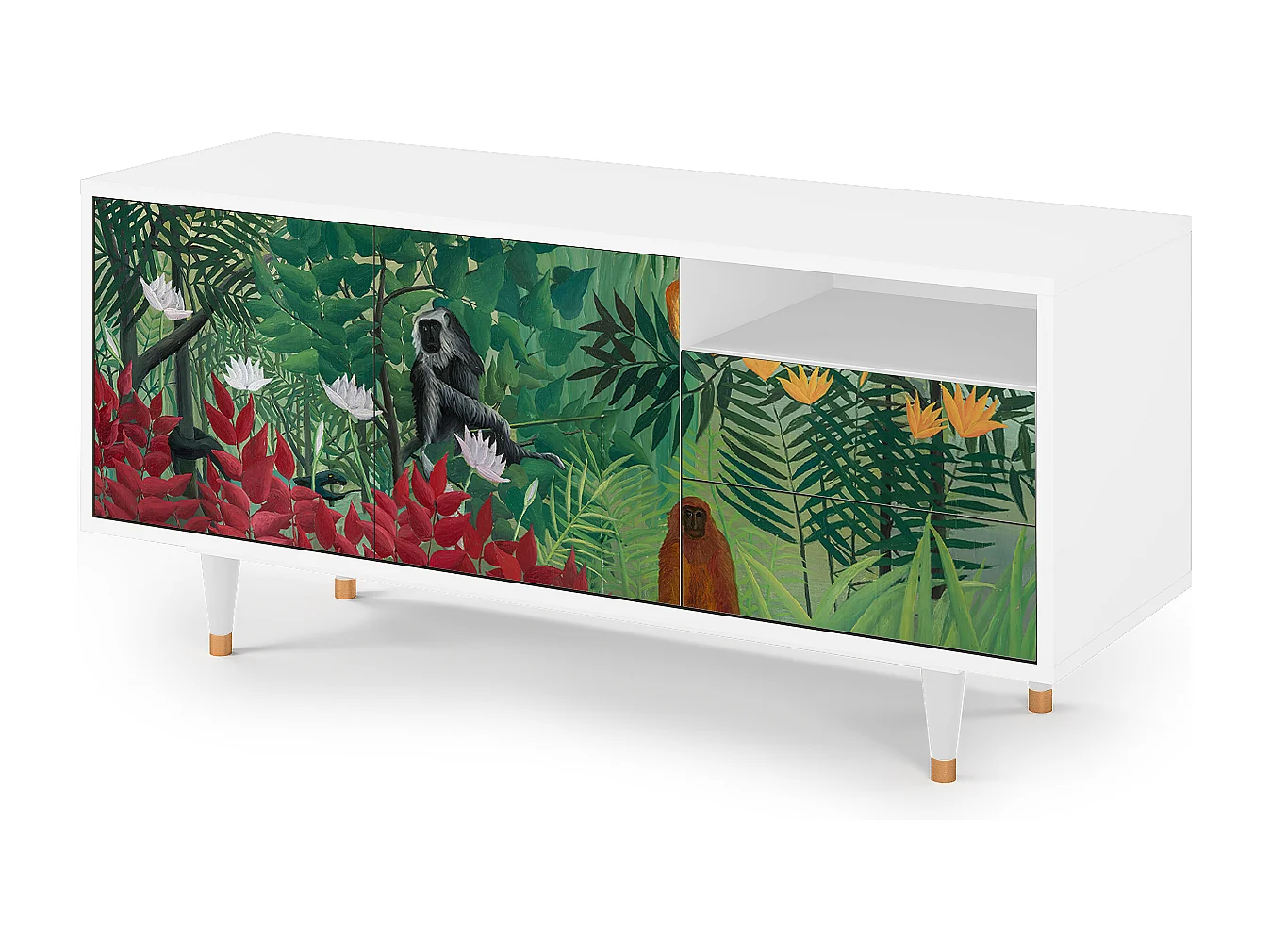 Meuble TV - 125х56х41 cm - T7 - Jungles in Paris, Blanc