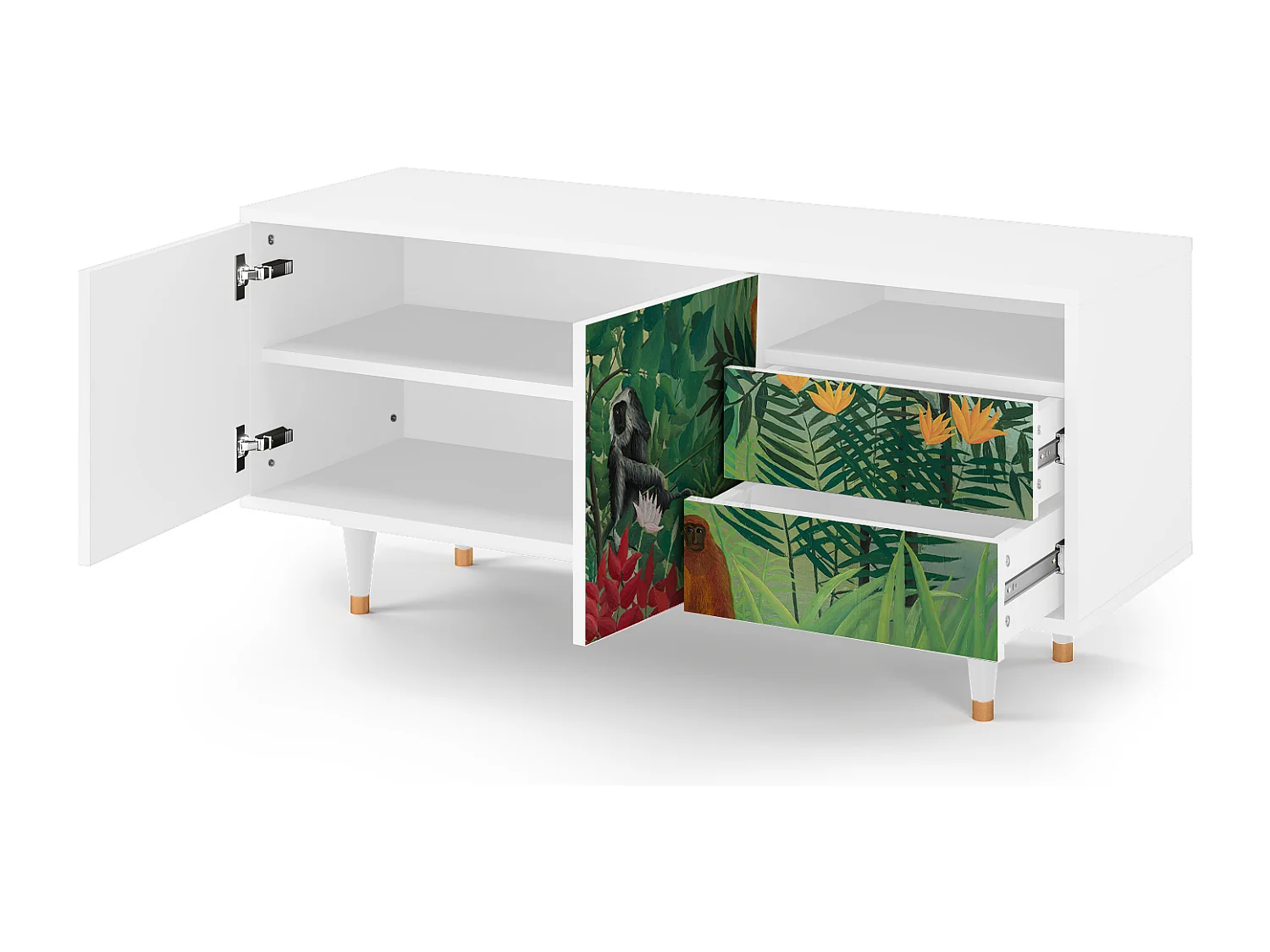 Meuble TV - 125х56х41 cm - T7 - Jungles in Paris, Blanc