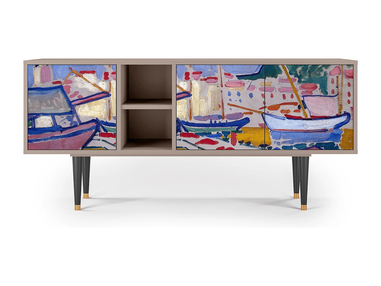 Szafka RTV - 150х69х41 cm - T5 - The Port of Collioure , Piaskowy