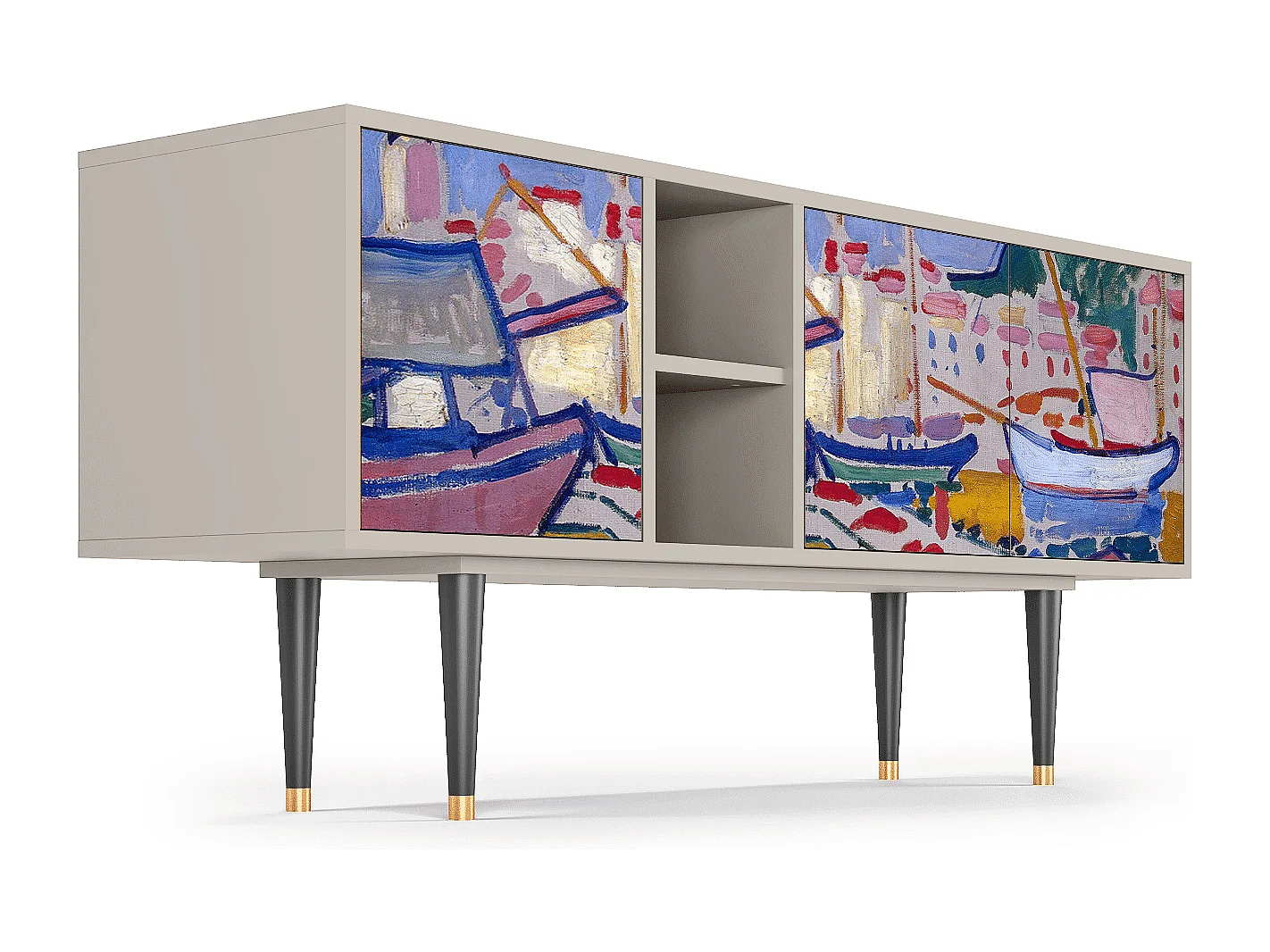 Szafka RTV - 150х69х41 cm - T5 - The Port of Collioure , Piaskowy