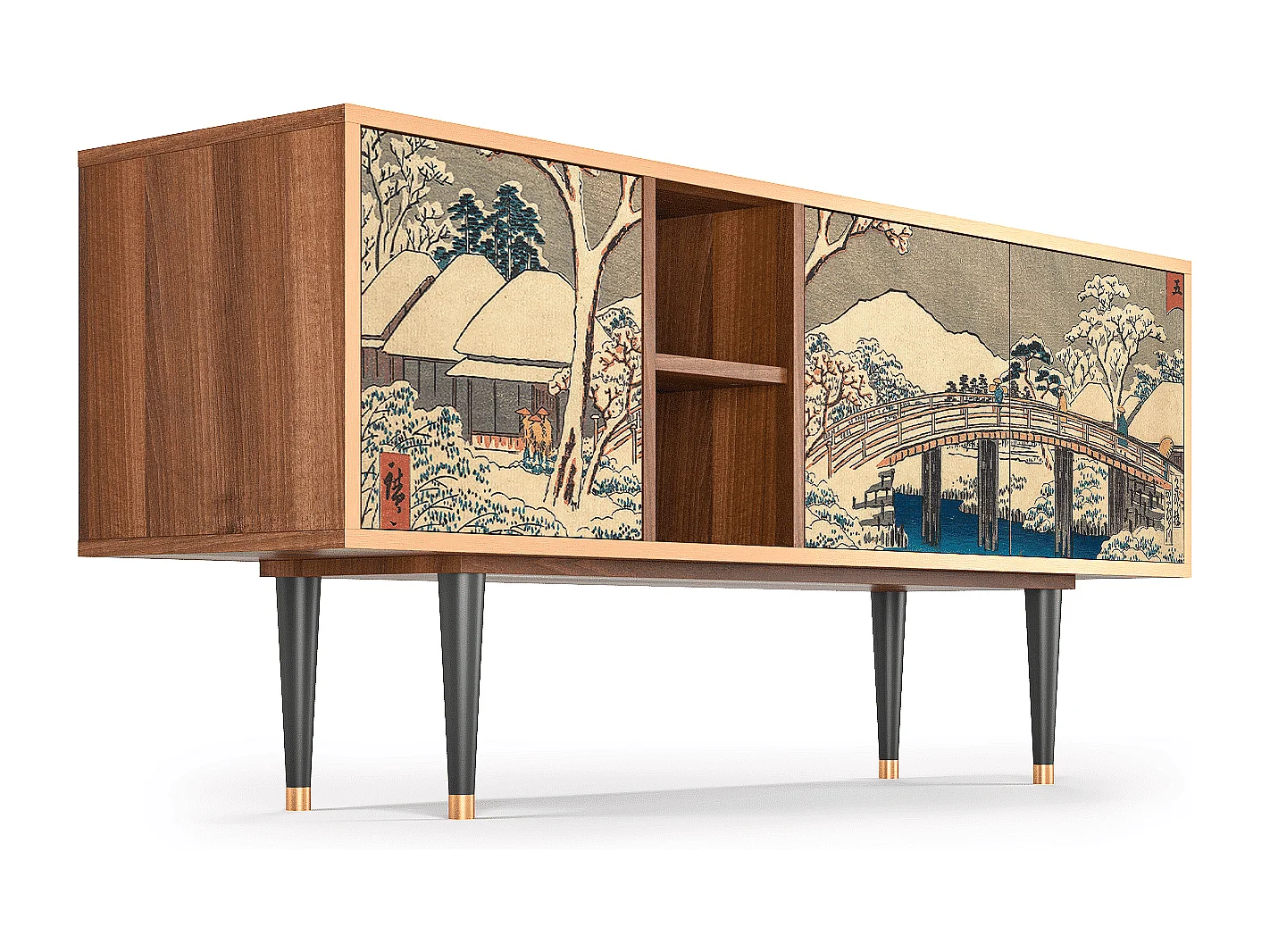 Meuble TV - 150х69х41 cm - T5 - Katabira River, Noyer