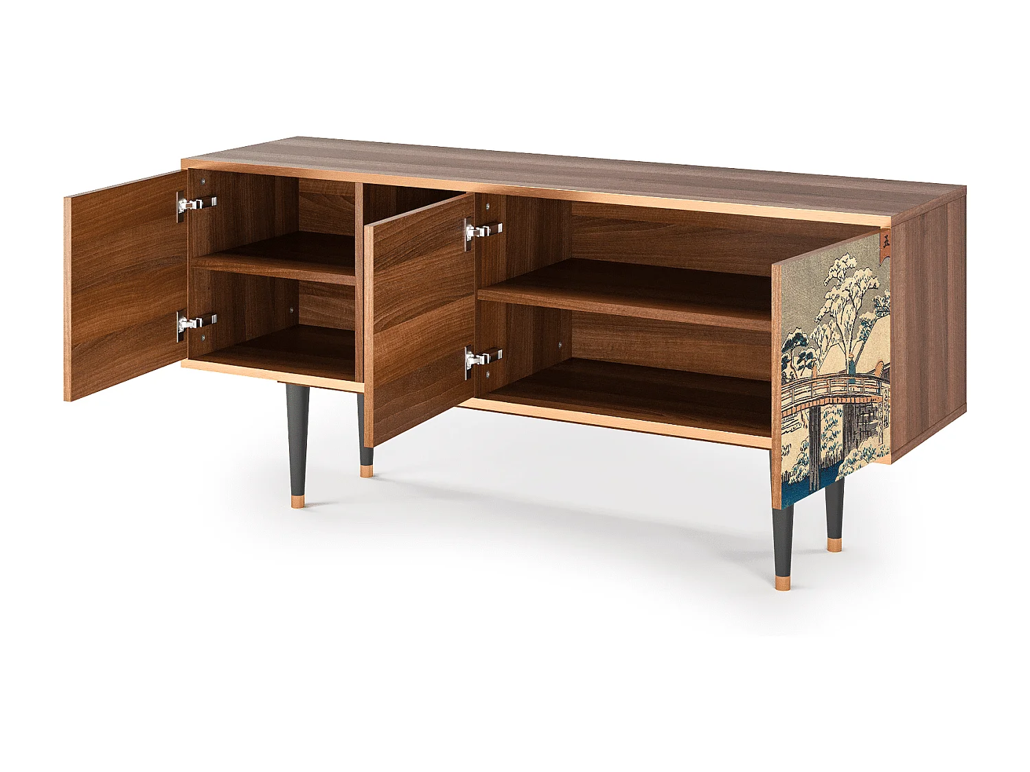 Meuble TV - 150х69х41 cm - T5 - Katabira River, Noyer