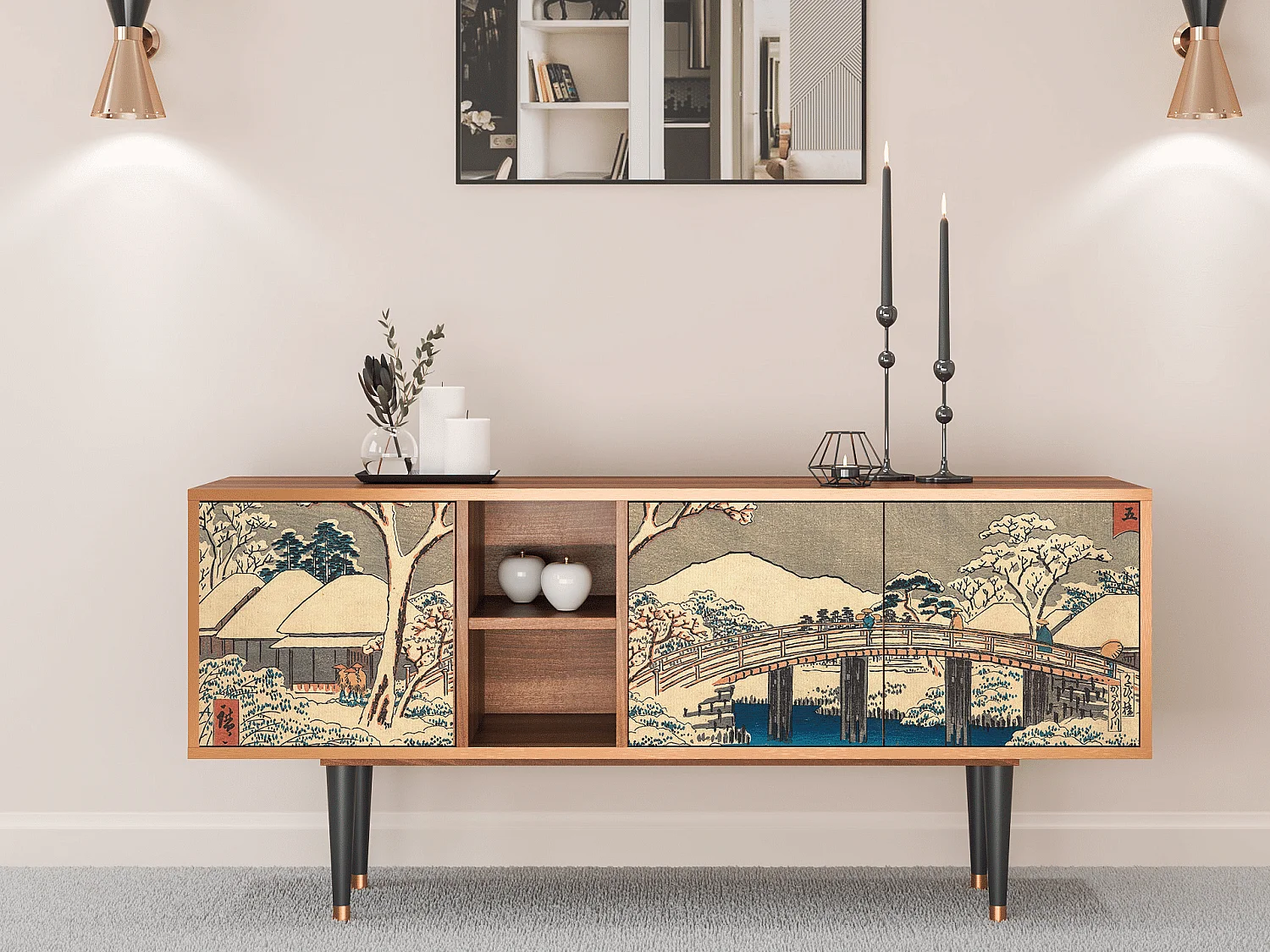 Meuble TV - 150х69х41 cm - T5 - Katabira River, Noyer