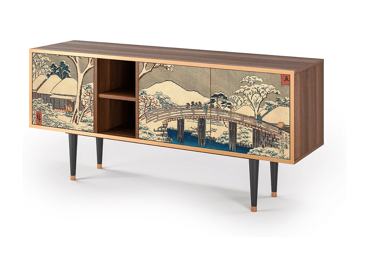 Meuble TV - 150х69х41 cm - T5 - Katabira River, Noyer