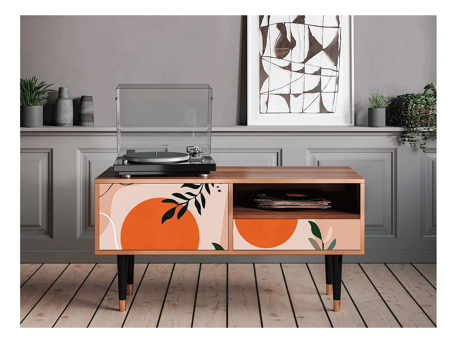 TV-Möbel - 115х59х48 cm - T3 - Artwork, Walnuss