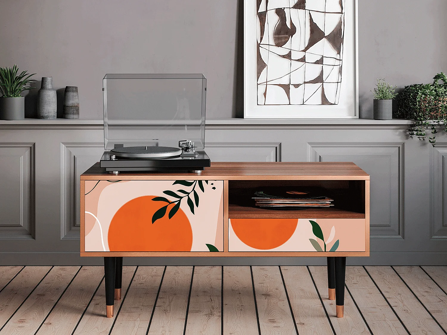Mueble de TV - 115х59х48 cm - T3 - Artwork, Nogal