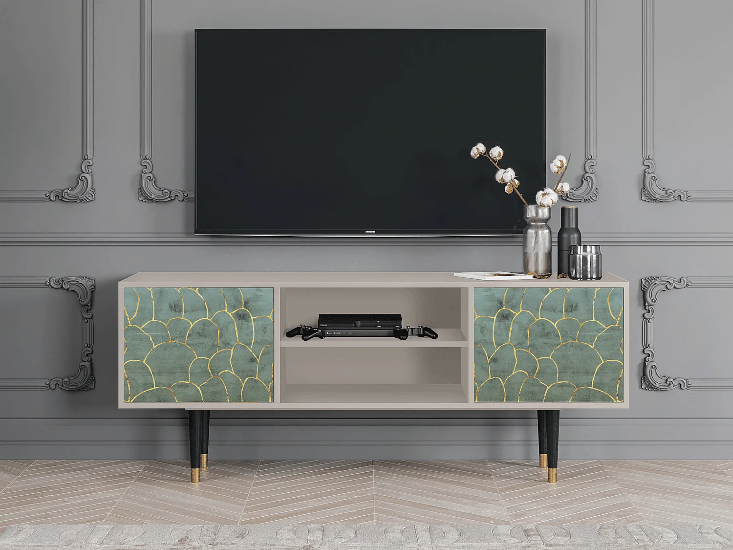 Meuble TV - 170х69х48 cm - T2 - Magnificent Water Lily, Sable