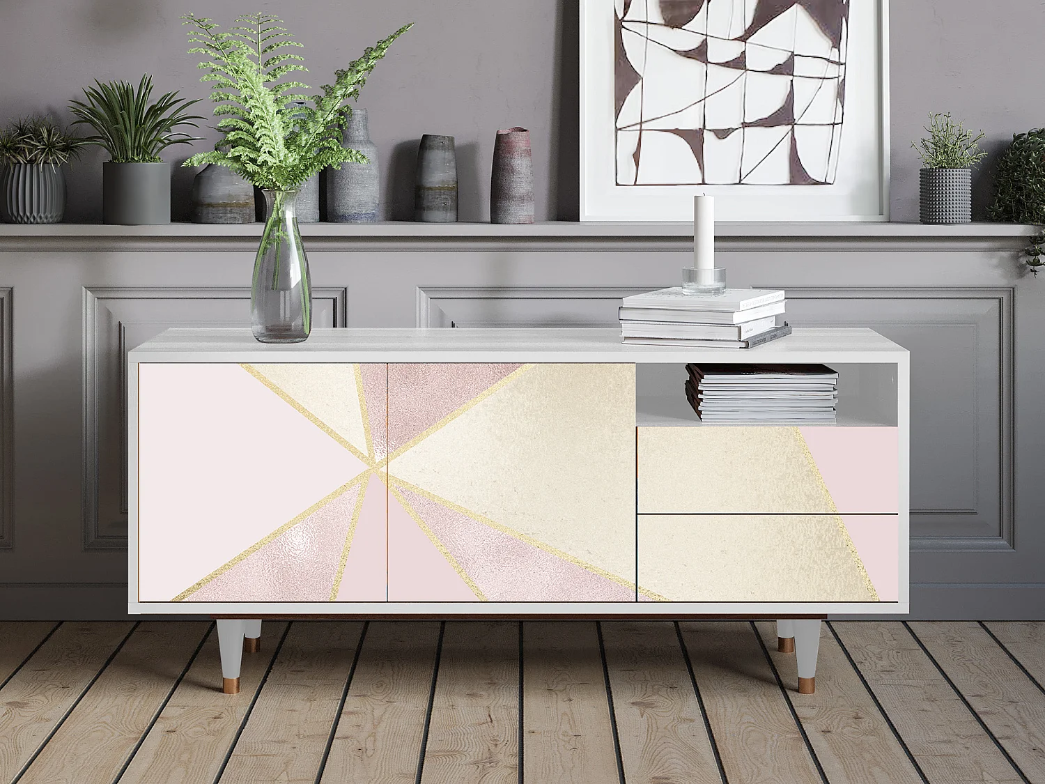 Meuble TV - 125х56х41 cm - T7 - Cosmopolitan Diva, Blanc