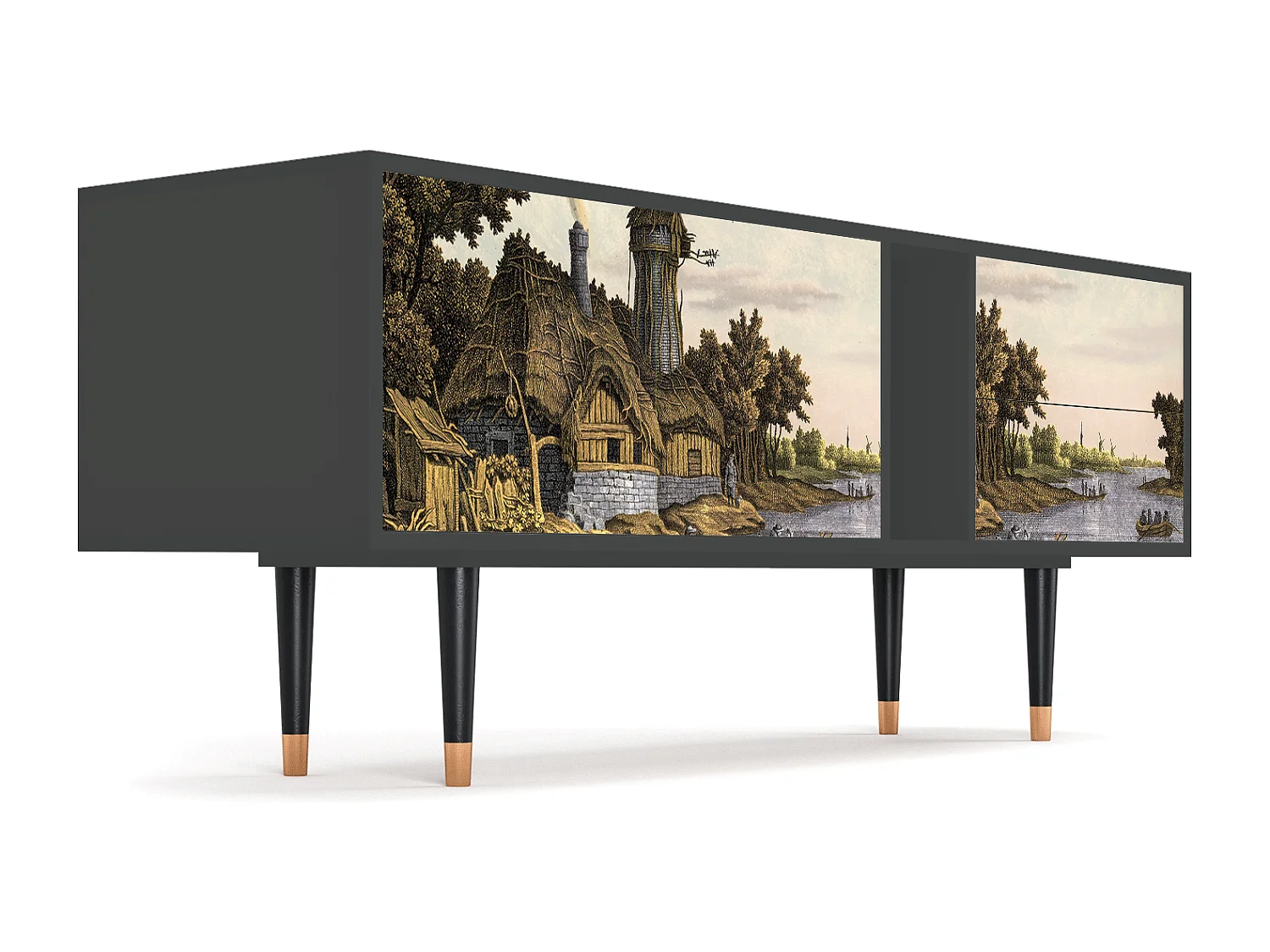 TV-Möbel - 170х69х48 cm - T1 - Mill along a River, Anthrazit