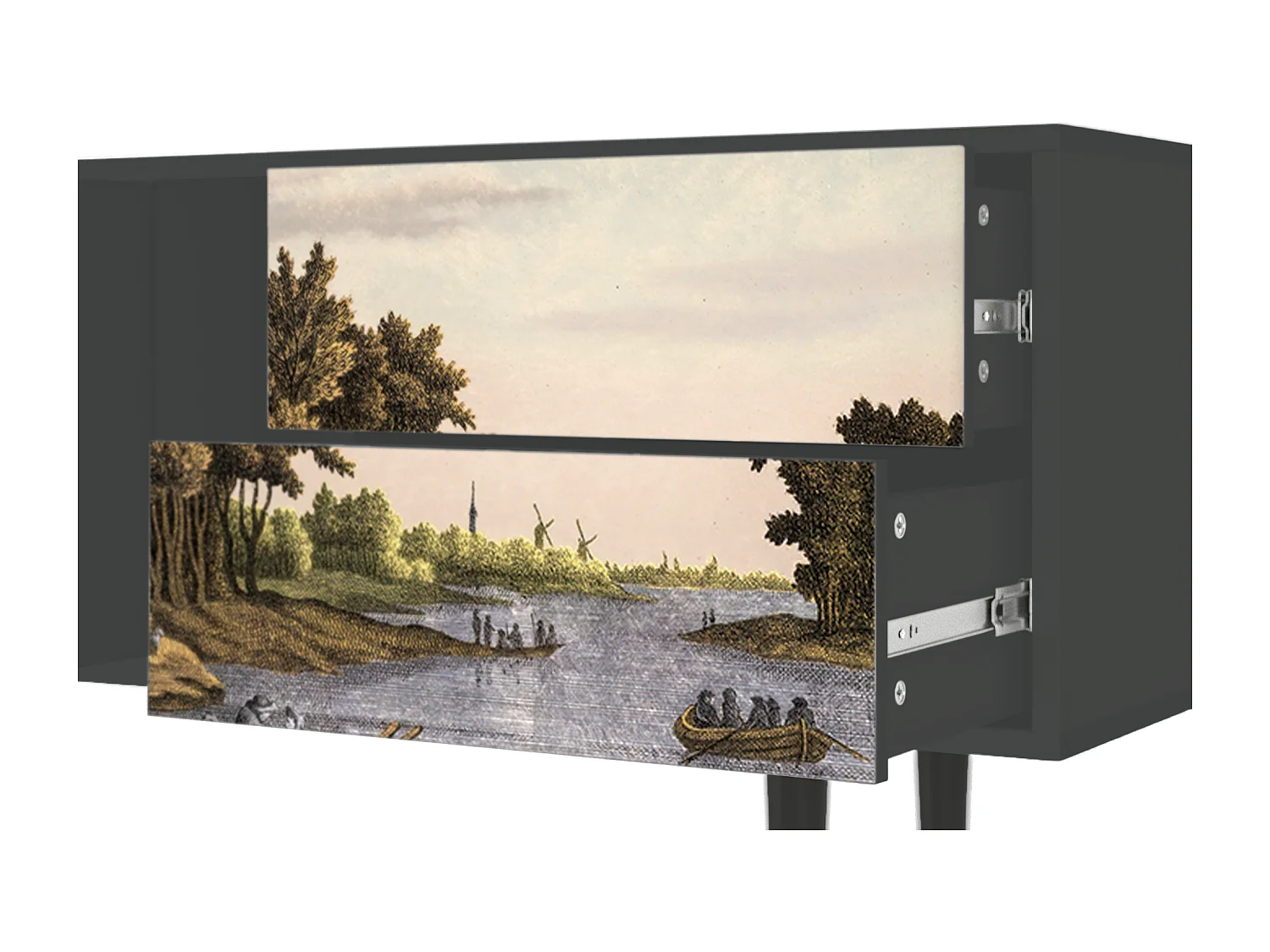 TV-Möbel - 170х69х48 cm - T1 - Mill along a River, Anthrazit