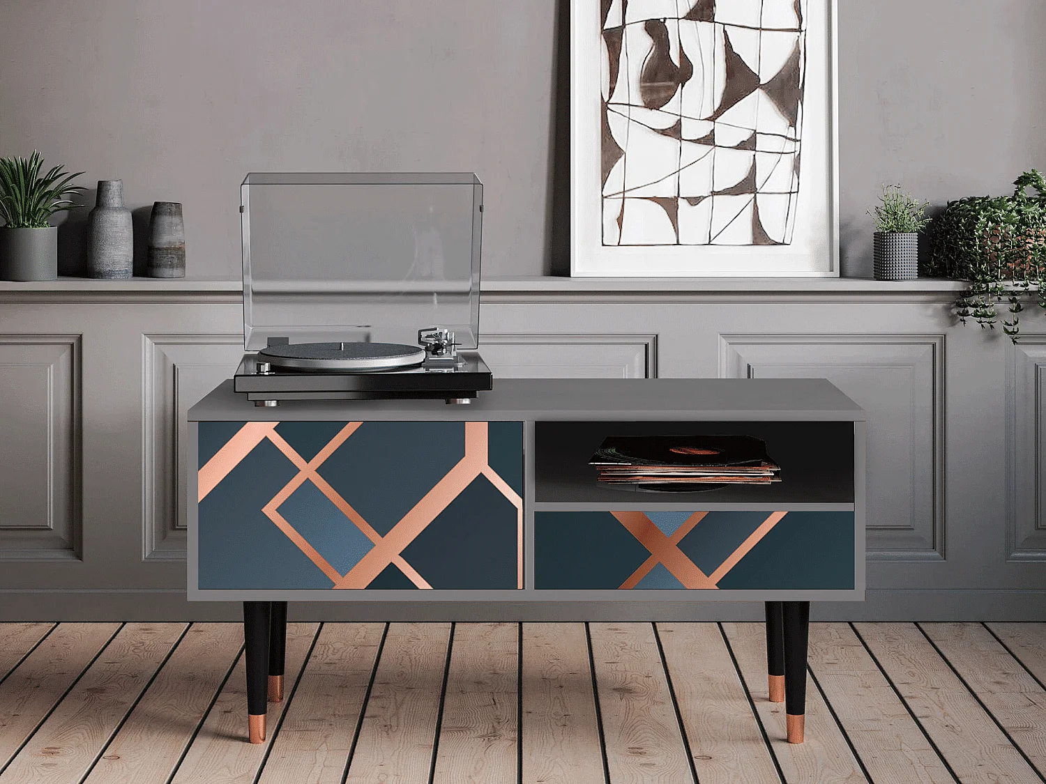 Meuble TV - 115х59х48 cm - T3 - Ashy 1920', Gris