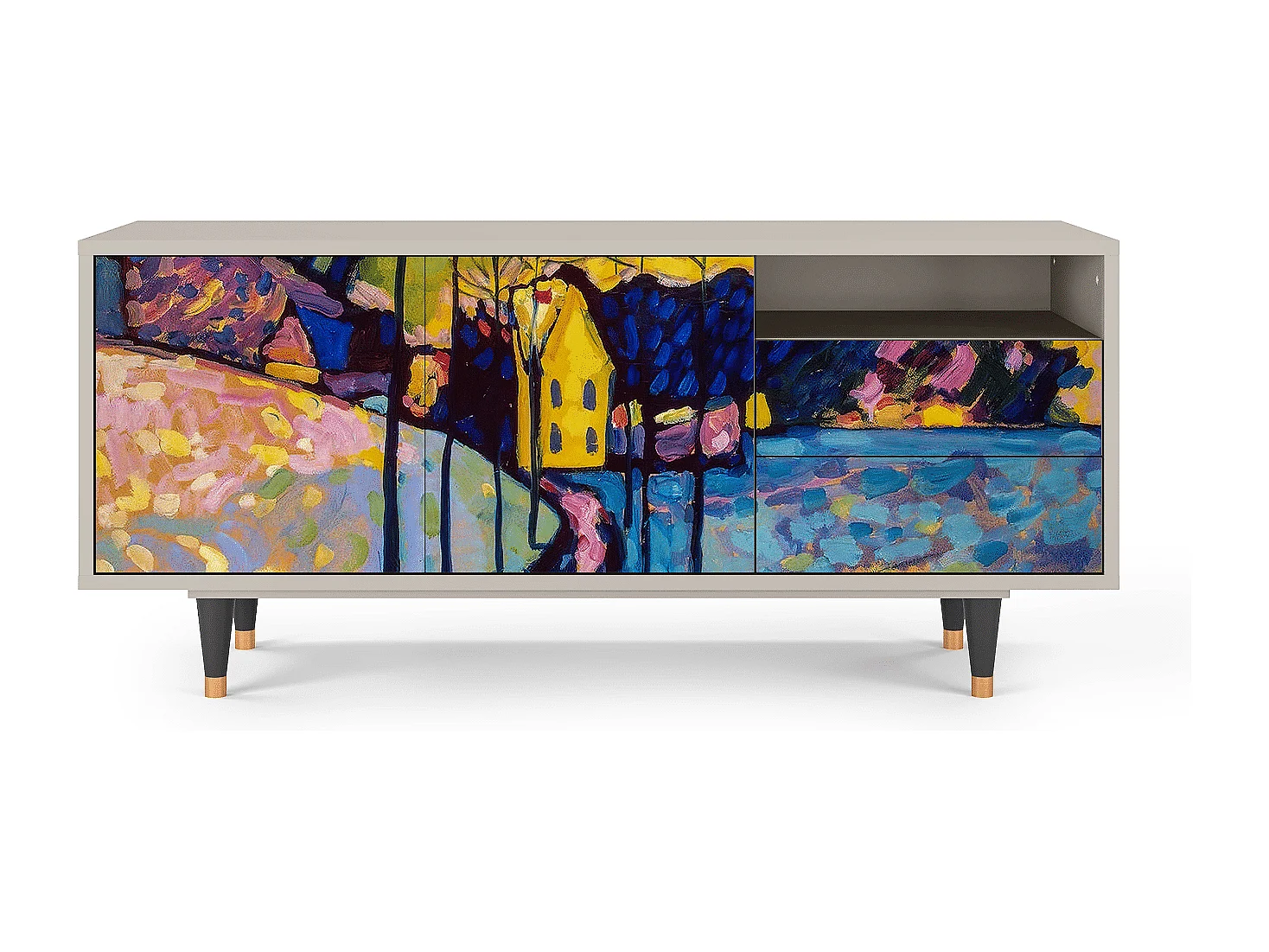 Mueble de TV - 125х56х41 cm - T7 - Winter Landscape, Areia