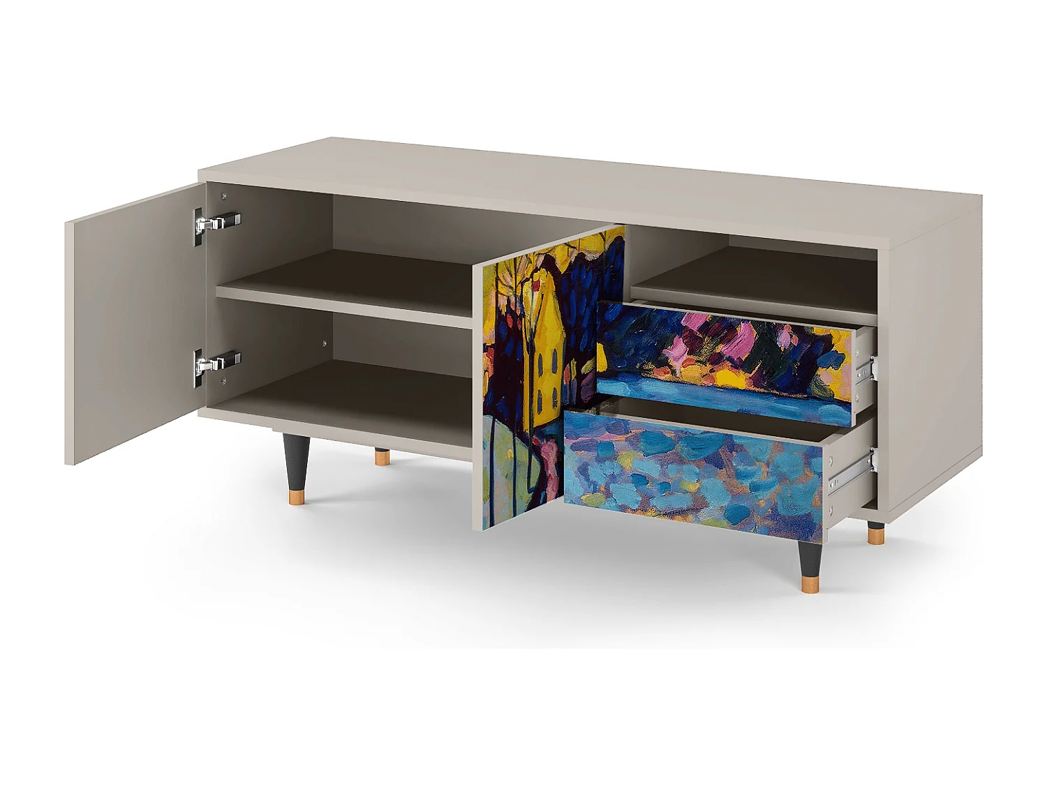 Mueble de TV - 125х56х41 cm - T7 - Winter Landscape, Areia