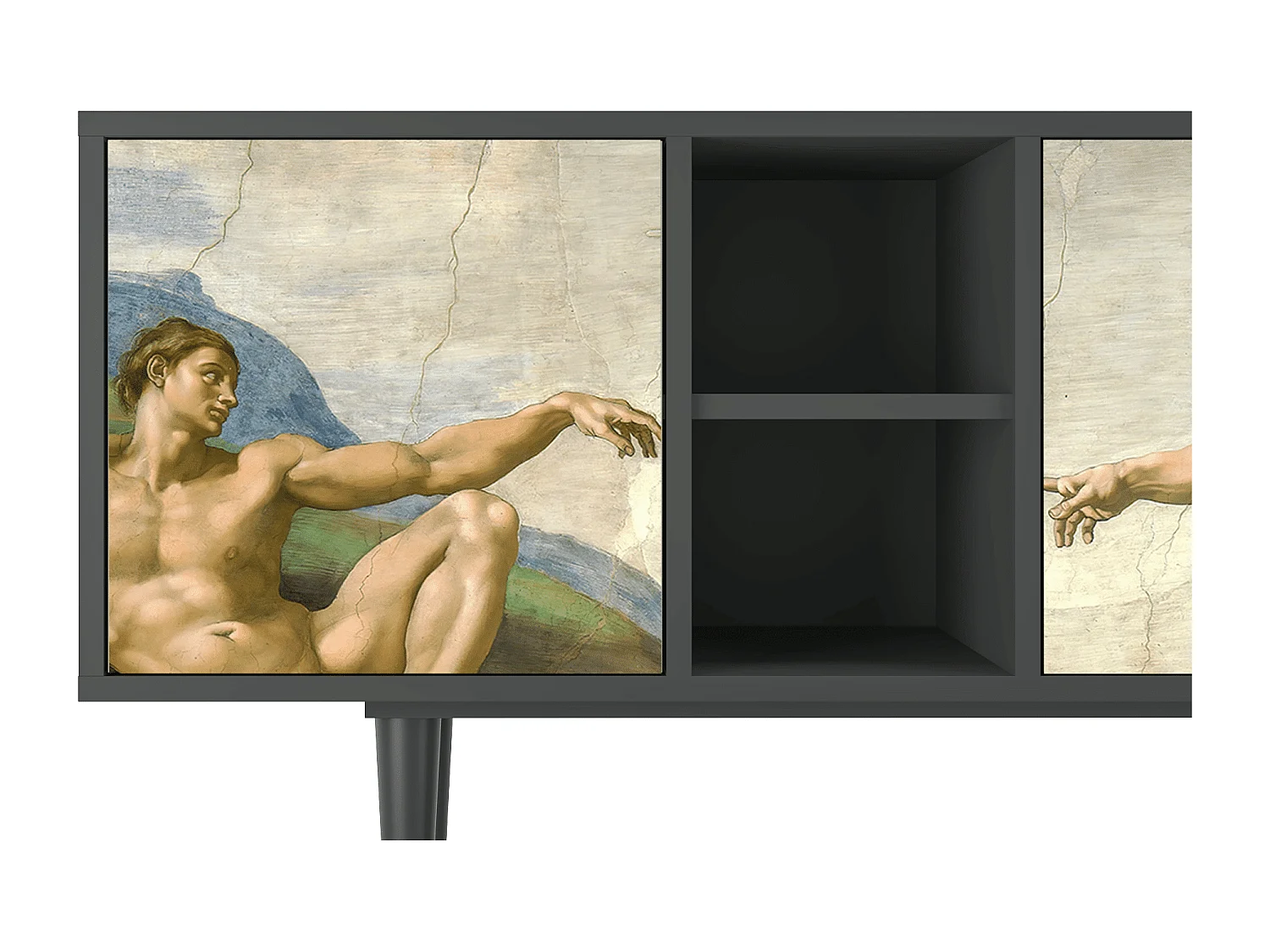 Szafka RTV - 150х69х41 cm - T5 - The Creation of Adam, Antracyt