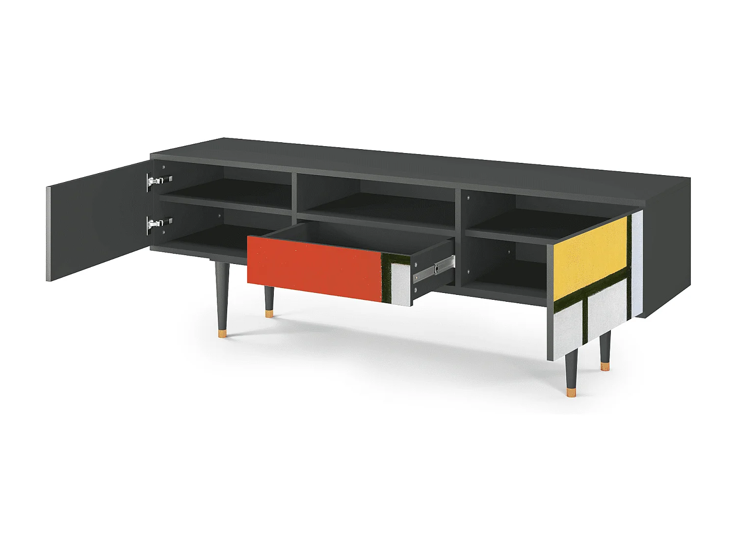 Mueble de TV - 170х59х41 cm - T6 - Composition, Antracita