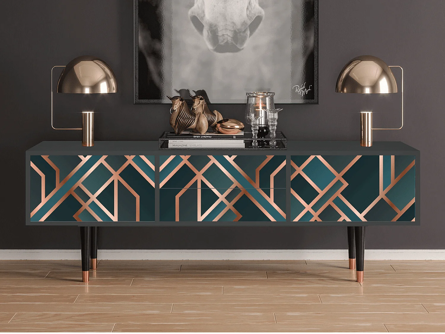 Meuble TV - 170х59х48 cm - T4 - Bronze Crossroad, Anthracite