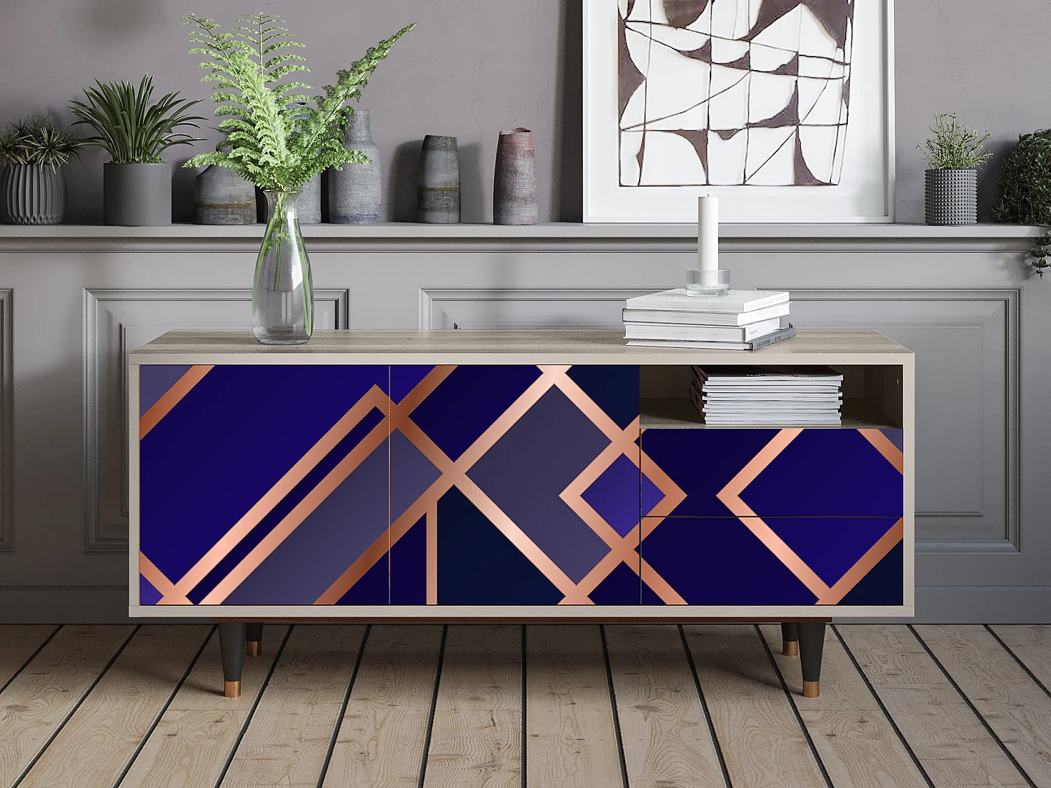 TV-Möbel - 125х56х41 cm - T7 - Aquamarine Getsby, Sand