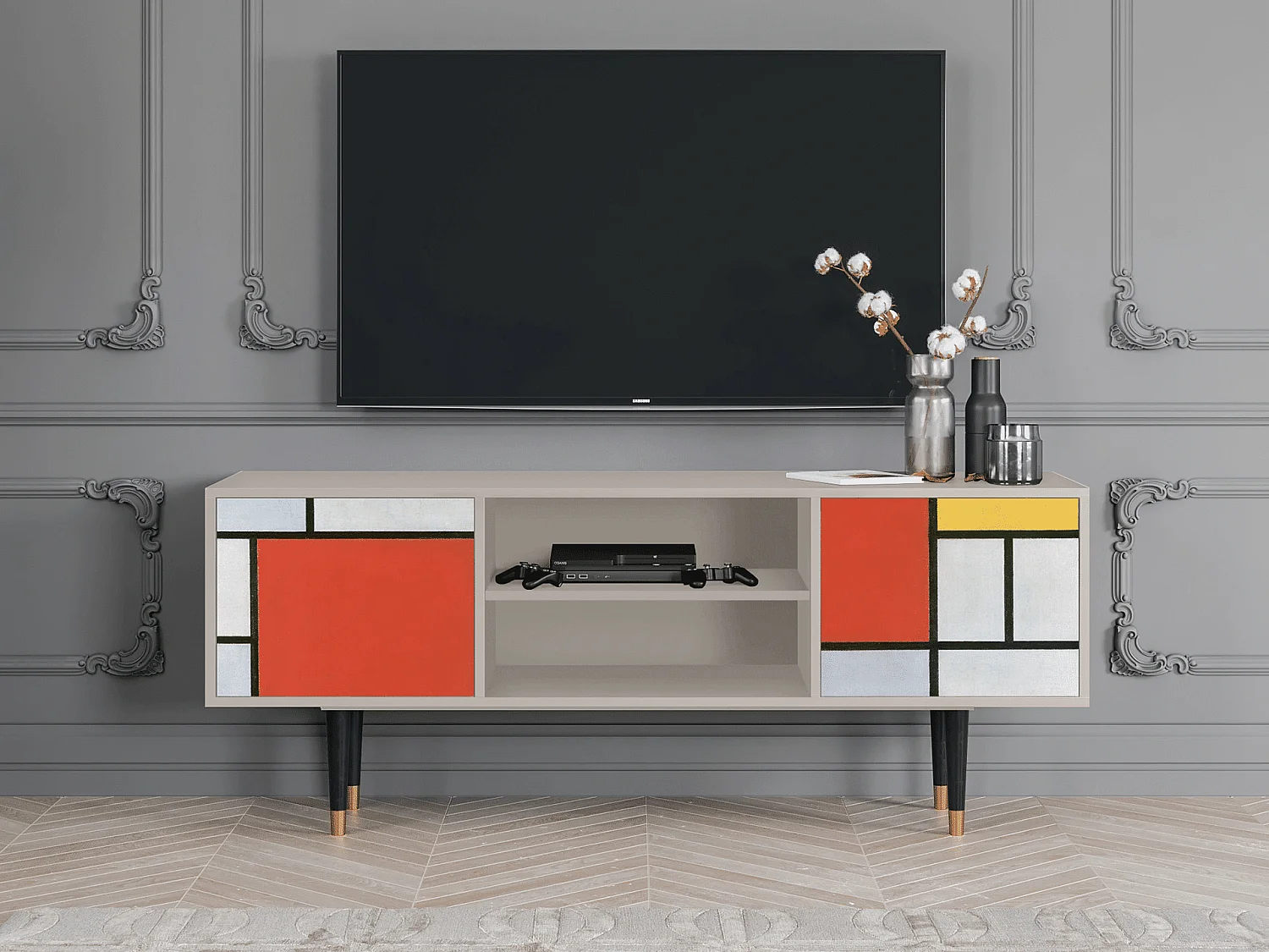 Szafka RTV - 170х69х48 cm - T2 - Composition, Piaskowy