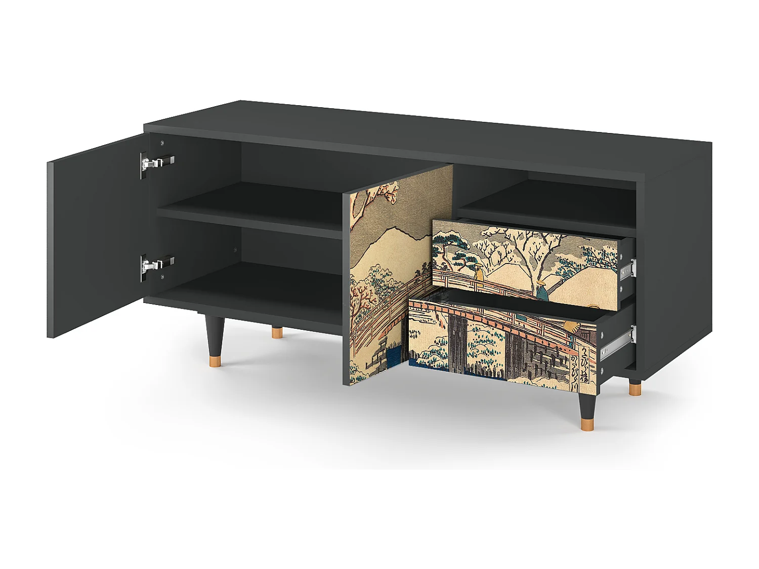 Mueble de TV - 125х56х41 cm - T7 - Katabira River, Antracita