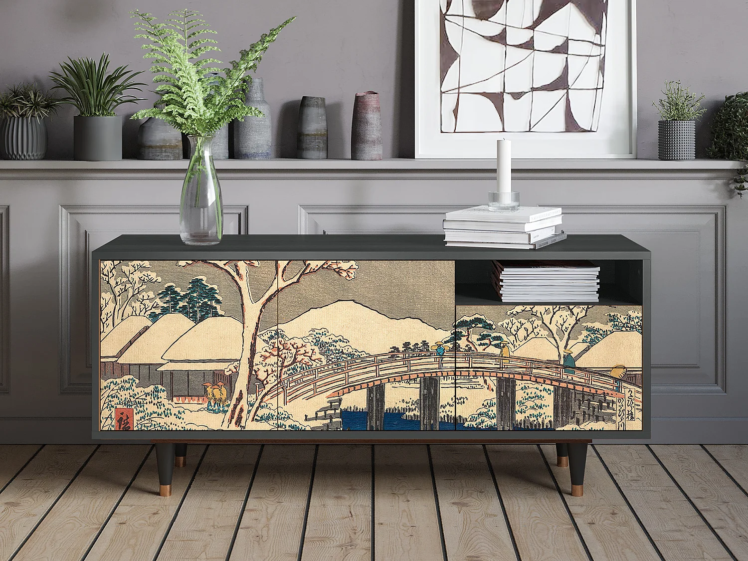 Meuble TV - 125х56х41 cm - T7 - Katabira River, Anthracite