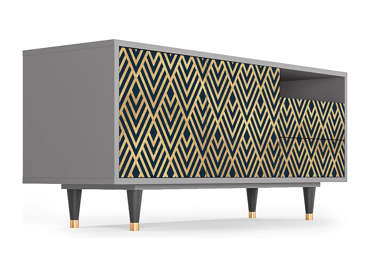 TV-Möbel - 125х56х41 cm - T7 - Egypt Triangles, Grau