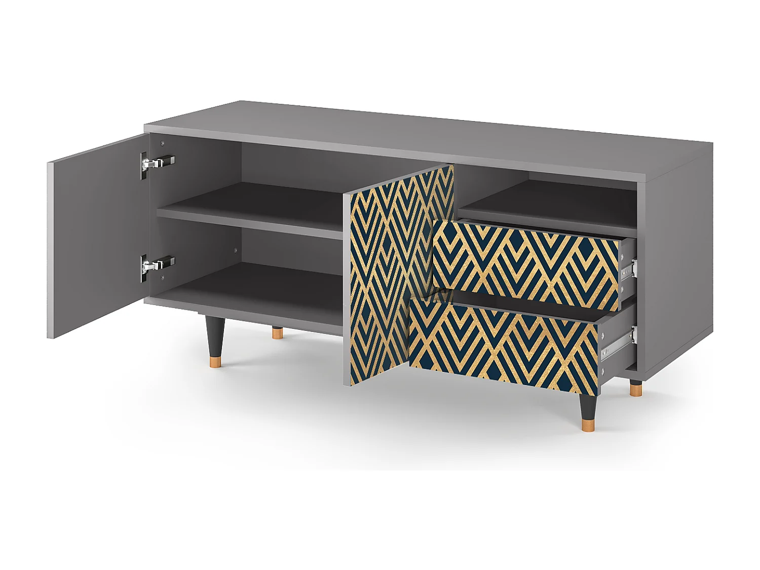 TV-Möbel - 125х56х41 cm - T7 - Egypt Triangles, Grau