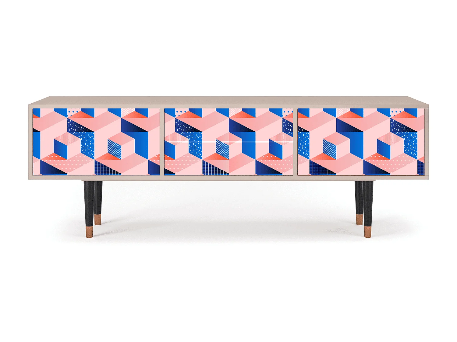 Meuble TV - 170х59х48 cm - T4 - Pinky Squares, Latte