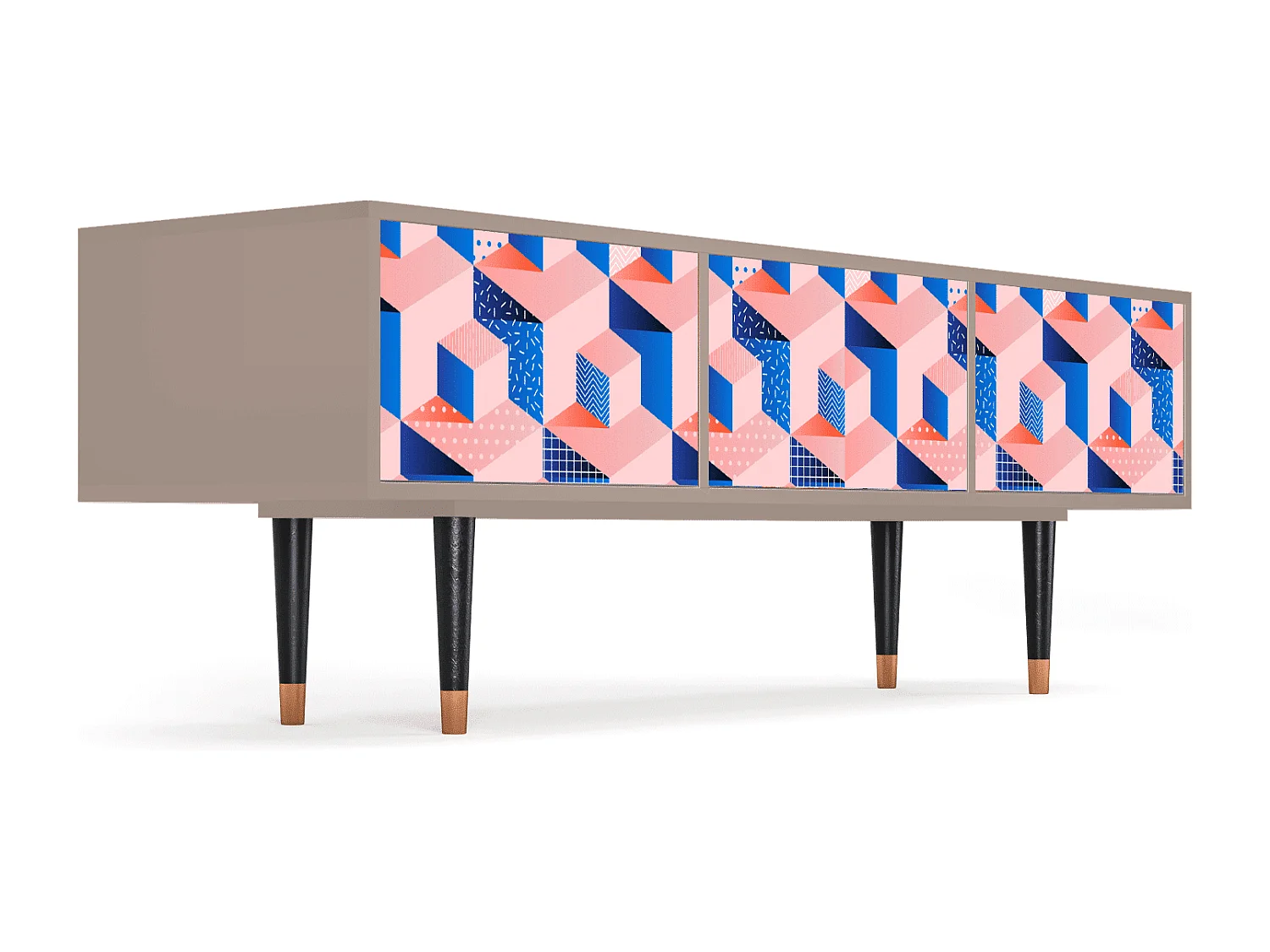 Szafka RTV - 170х59х48 cm - T4 - Pinky Squares, Latte