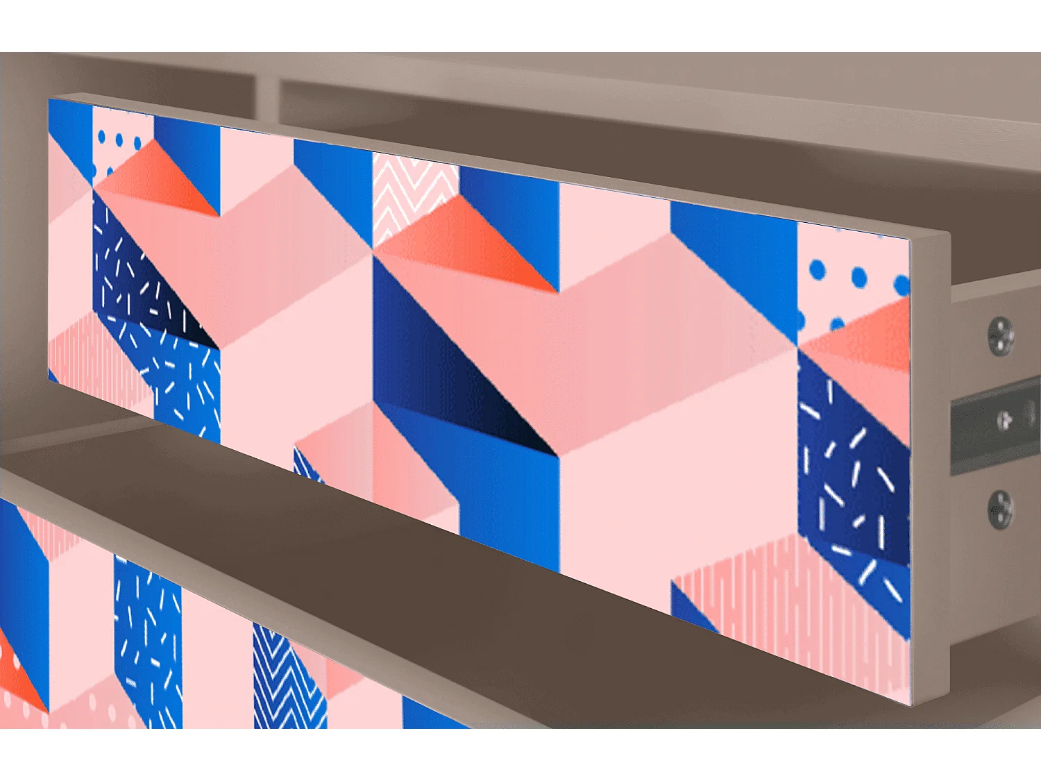 Szafka RTV - 170х59х48 cm - T4 - Pinky Squares, Latte