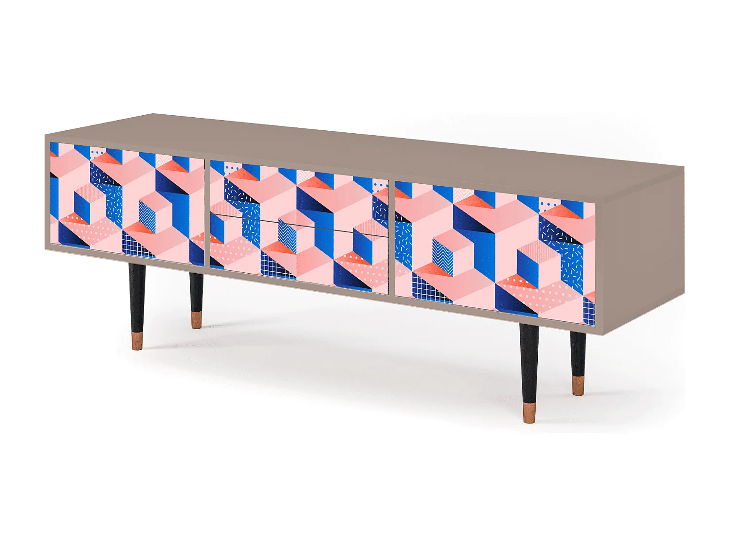 Szafka RTV - 170х59х48 cm - T4 - Pinky Squares, Latte