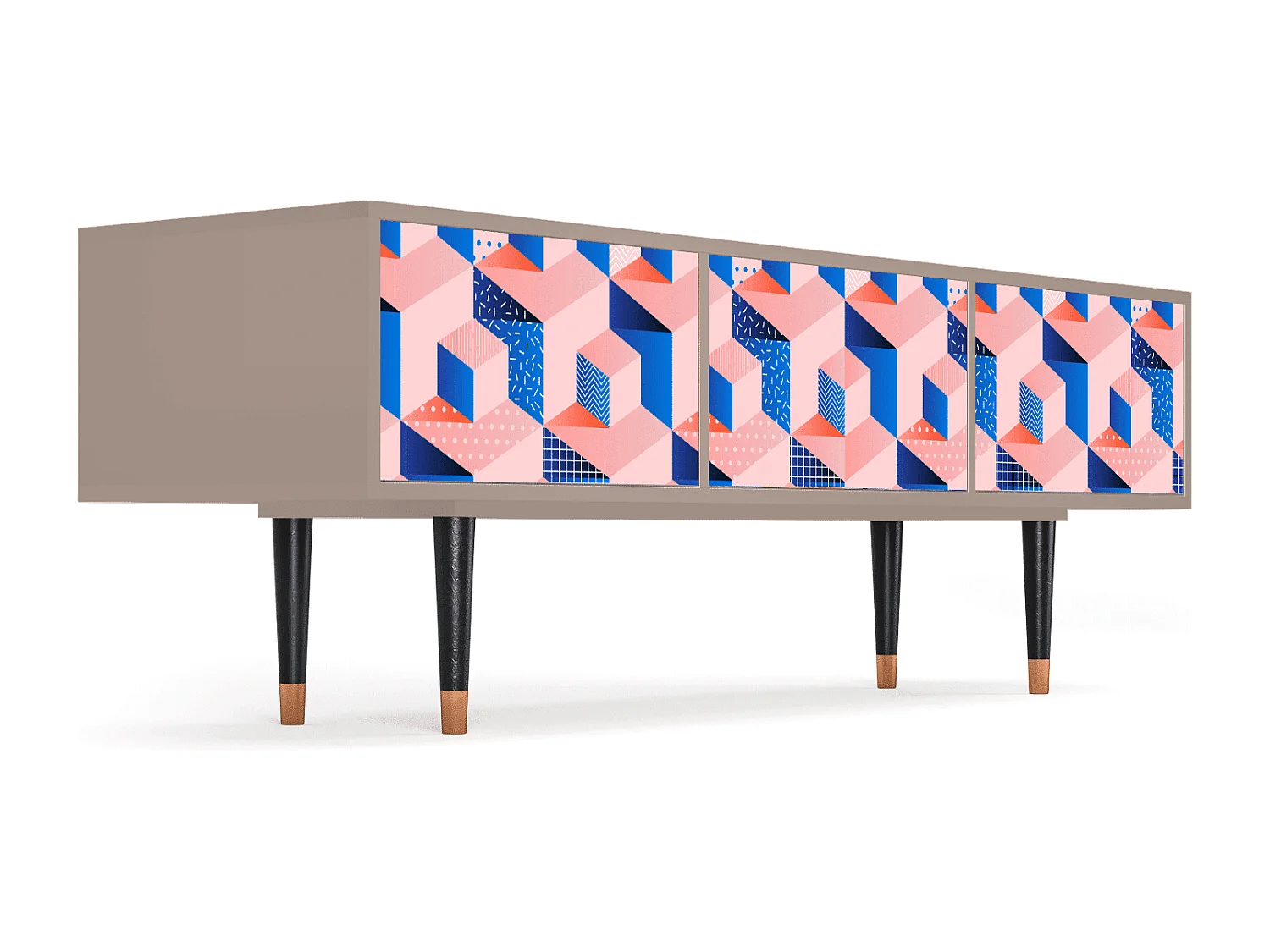 Szafka RTV - 170х59х48 cm - T4 - Pinky Squares, Latte