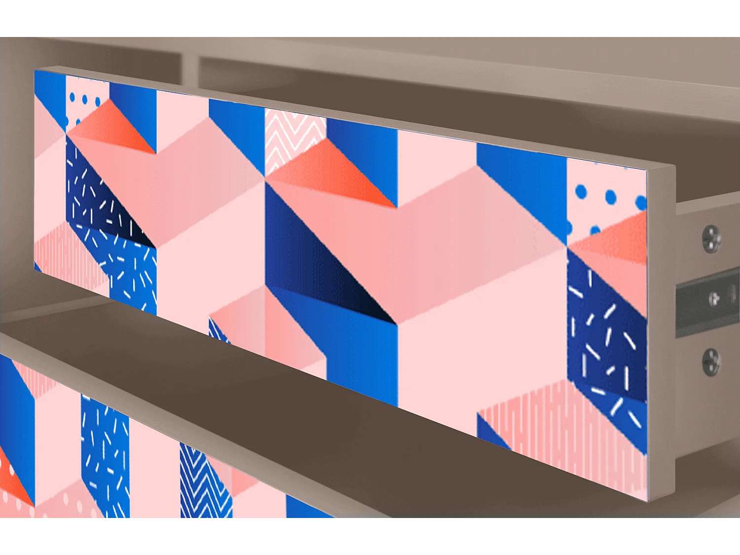 Szafka RTV - 170х59х48 cm - T4 - Pinky Squares, Latte