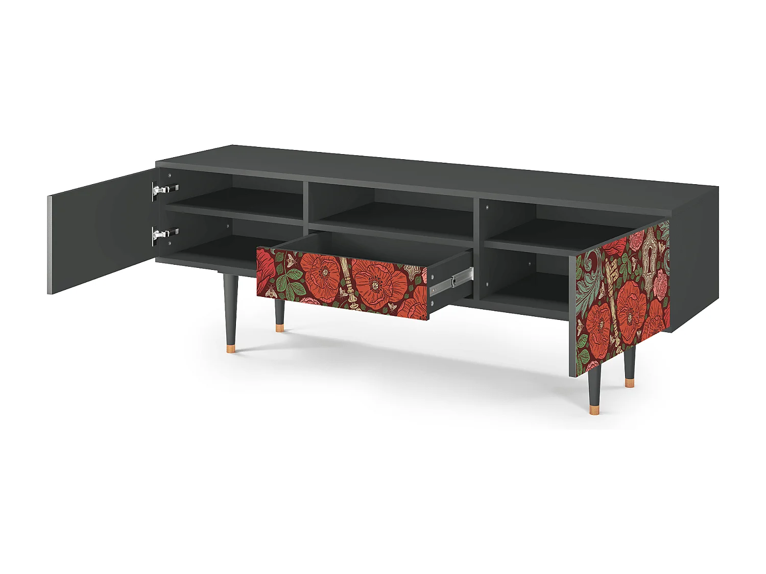 TV-Möbel - 170х59х41 cm - T6 - Poppy Garden, Anthrazit