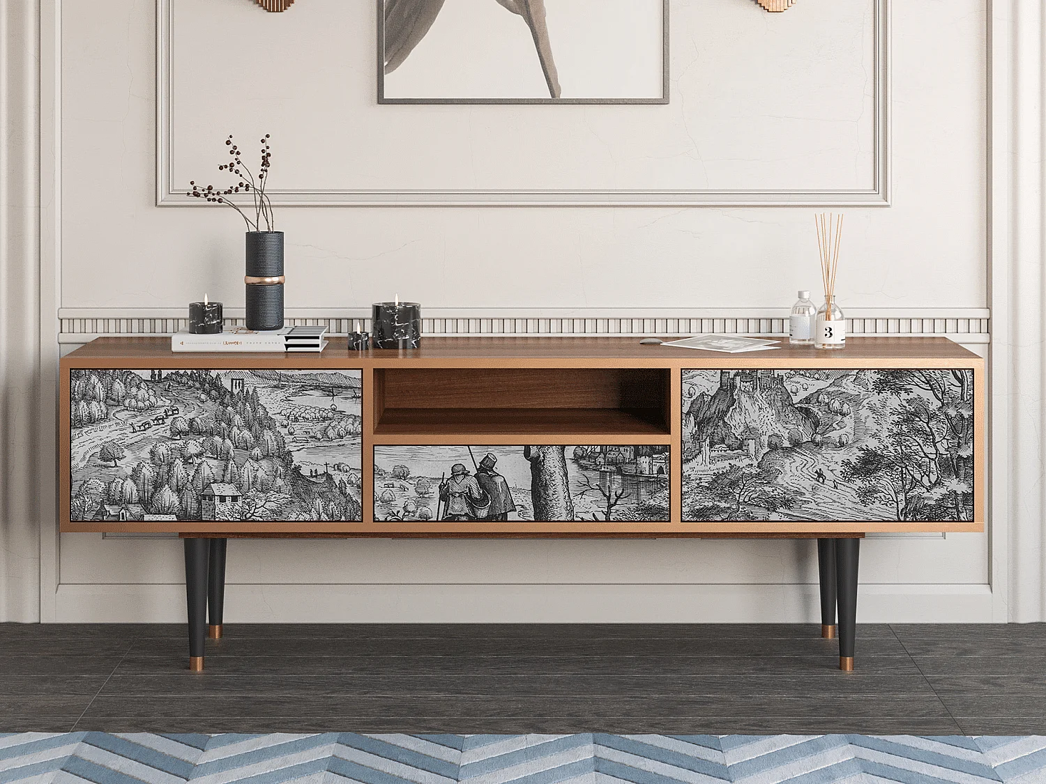 TV-Möbel - 170х59х41 cm - T6 - Milites Requiescentes, Walnuss