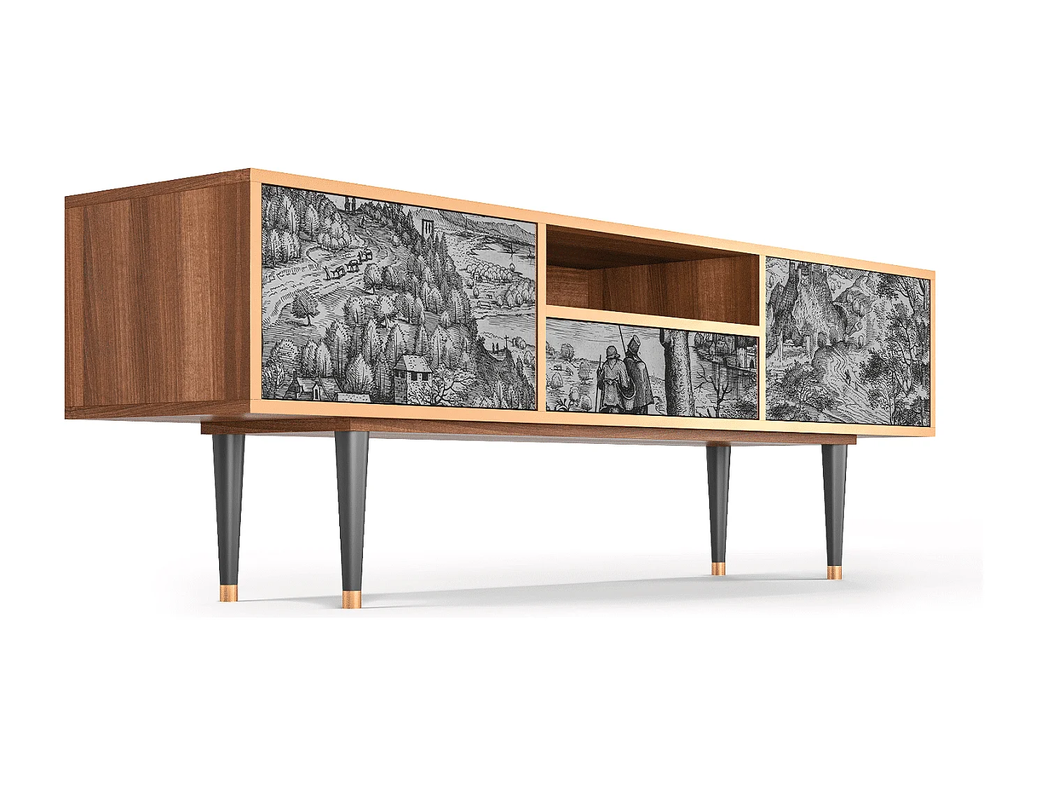 TV-Möbel - 170х59х41 cm - T6 - Milites Requiescentes, Walnuss