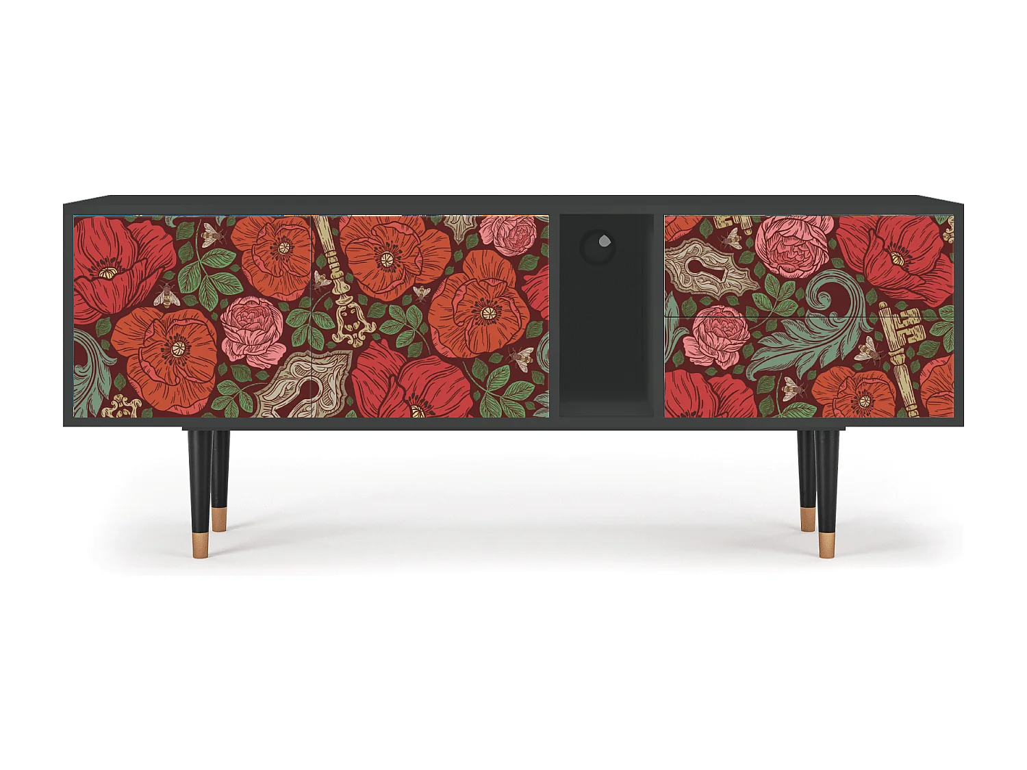 Mueble de TV - 170х69х48 cm - T1 - Poppy Garden, Antracite