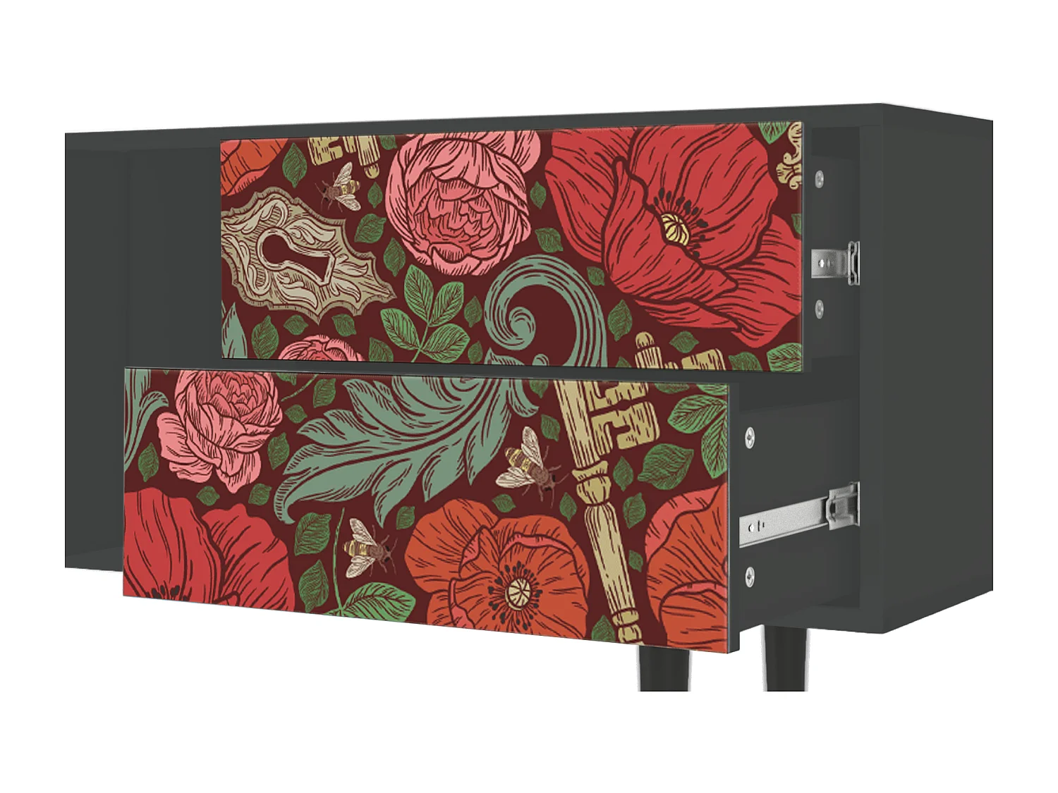 Mueble de TV - 170х69х48 cm - T1 - Poppy Garden, Antracite