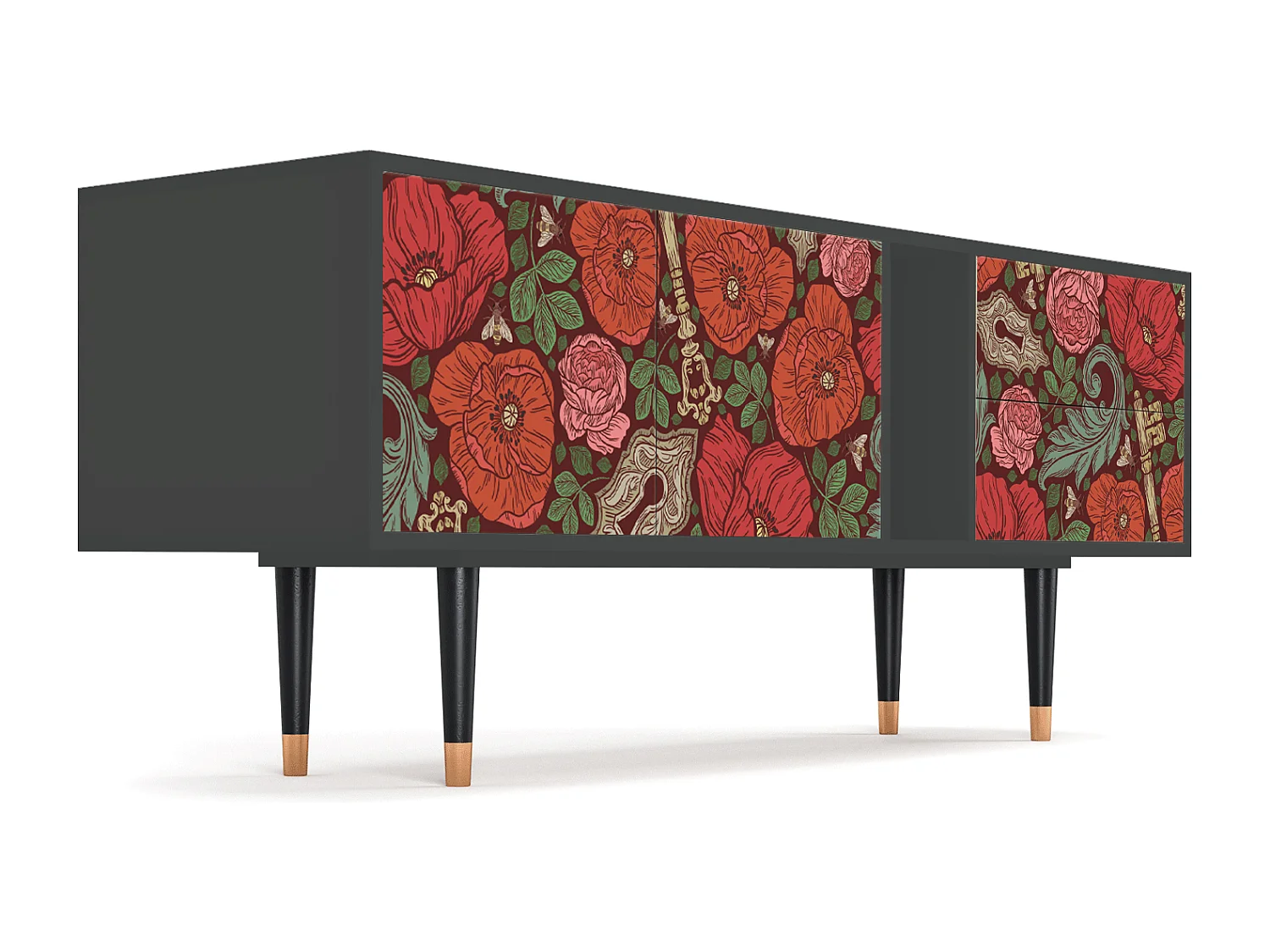 Meuble TV - 170х69х48 cm - T1 - Poppy Garden, Anthracite