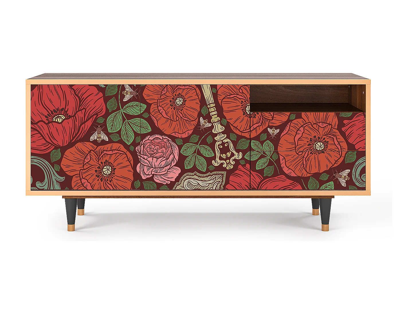 TV-Möbel - 125х56х41 cm - T7 - Poppy Garden, Walnuss