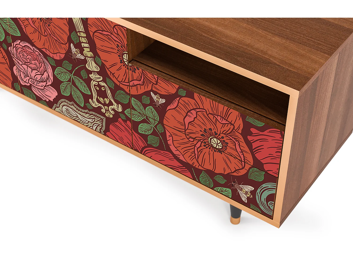 TV-Möbel - 125х56х41 cm - T7 - Poppy Garden, Walnuss