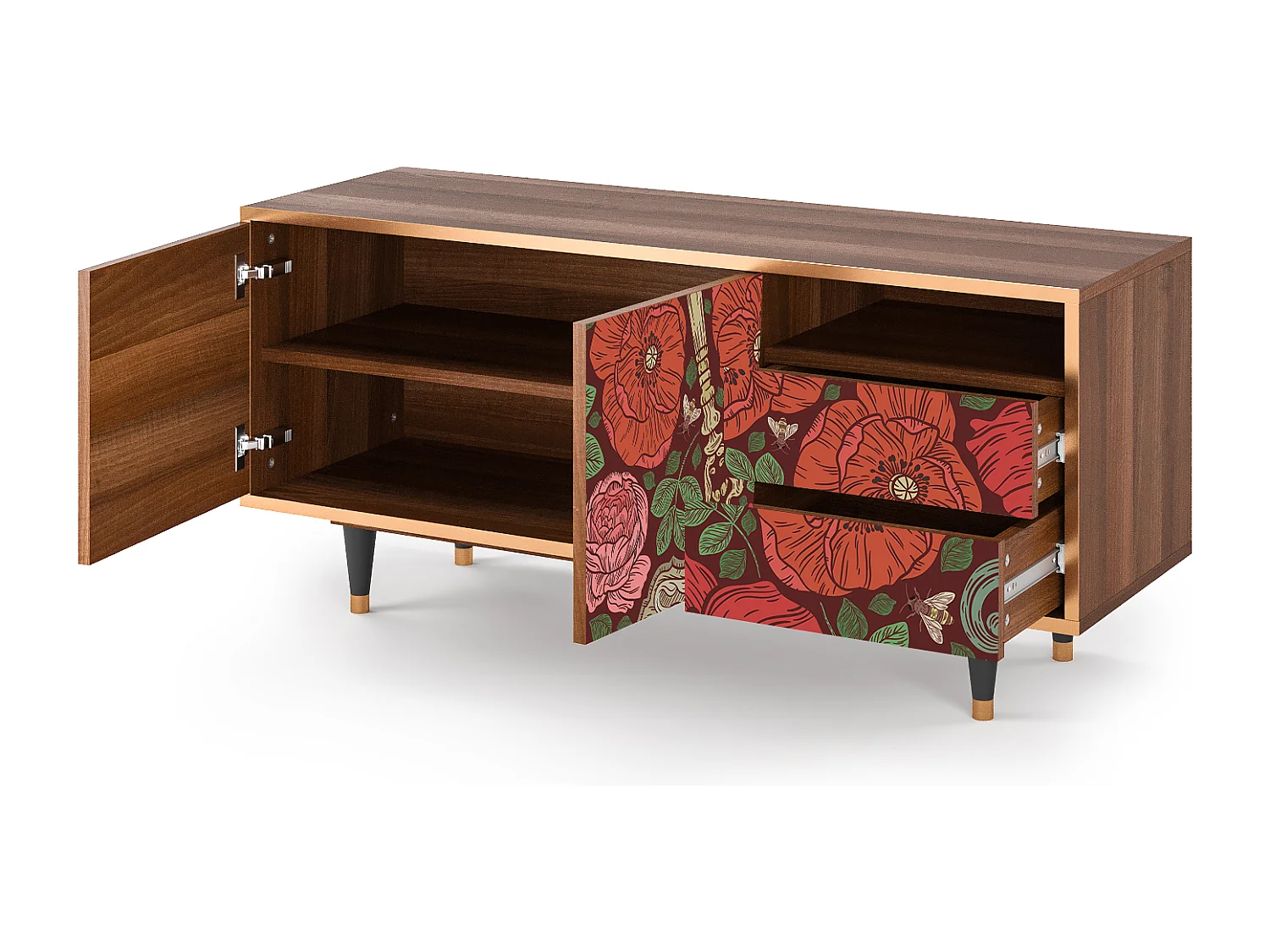 TV-Möbel - 125х56х41 cm - T7 - Poppy Garden, Walnuss