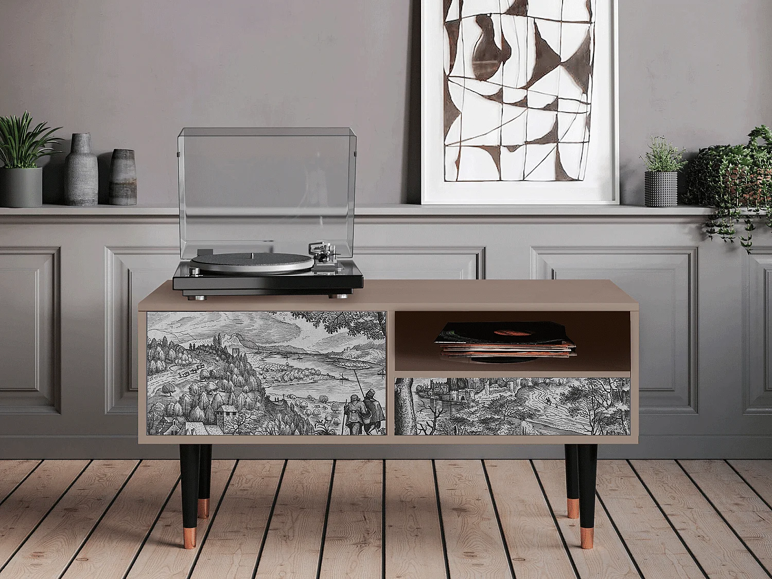 Meuble TV - 115х59х48 cm - T3 - Milites Requiescentes, Latte