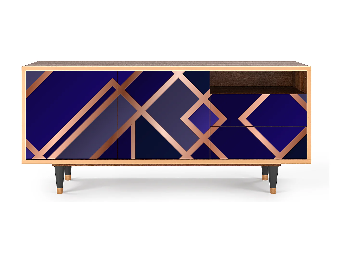 Meuble TV - 125х56х41 cm - T7 - Aquamarine Getsby, Noyer