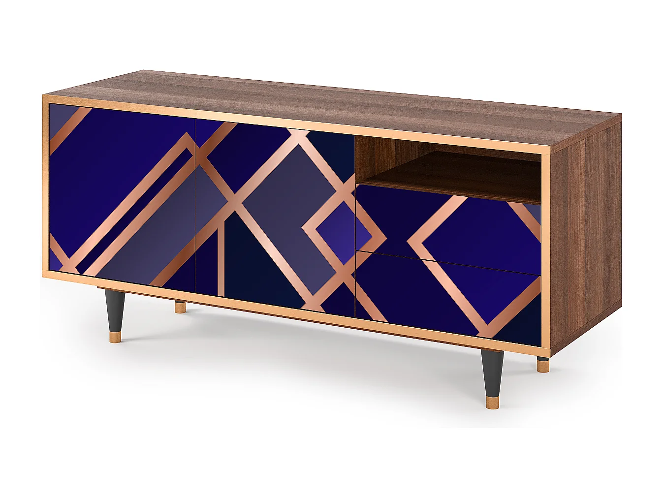 Meuble TV - 125х56х41 cm - T7 - Aquamarine Getsby, Noyer